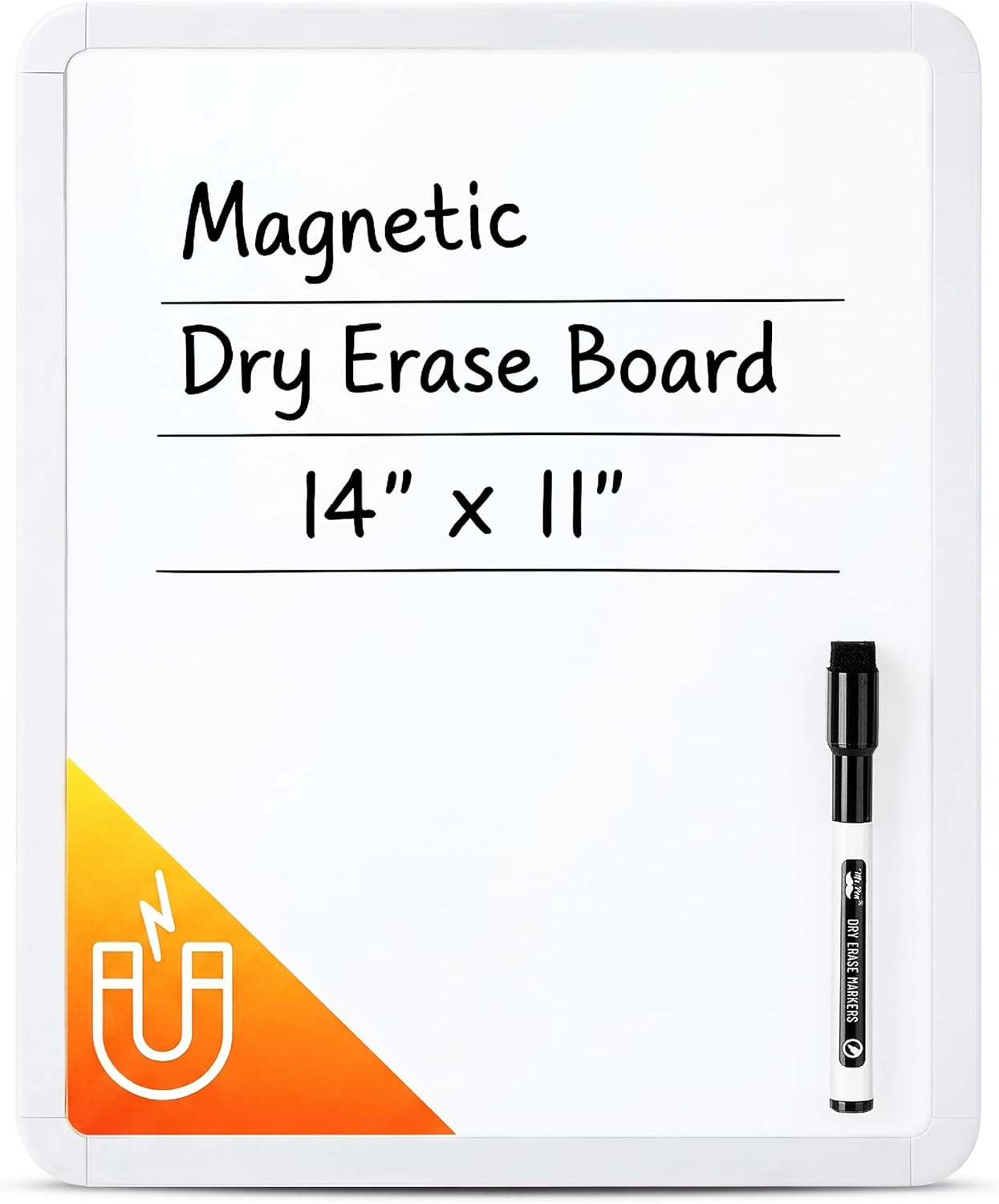 Mr. Pen- Dry Erase Board, 14” X 11” with a Black Dry Erase Marker, Small Mini White Board for Students, White Frame, Includes Double Sided Tapes