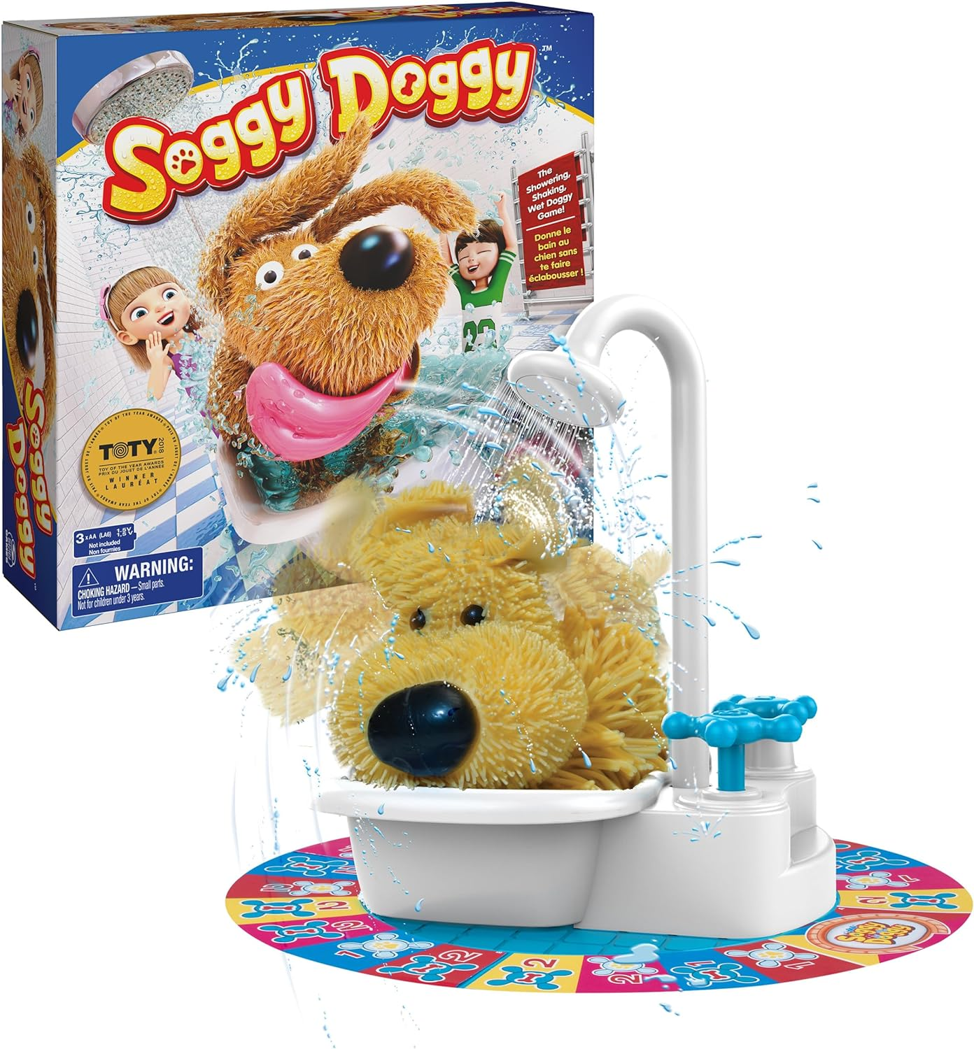 Spin Master Games, Soggy Doggy, the Award-Winning Wet & Silly Kids Board Game for Family Game Night, Interactive Dog Toy, Screenless Activity for Kids & Family, 2-4 Players, for Ages 4 & Up