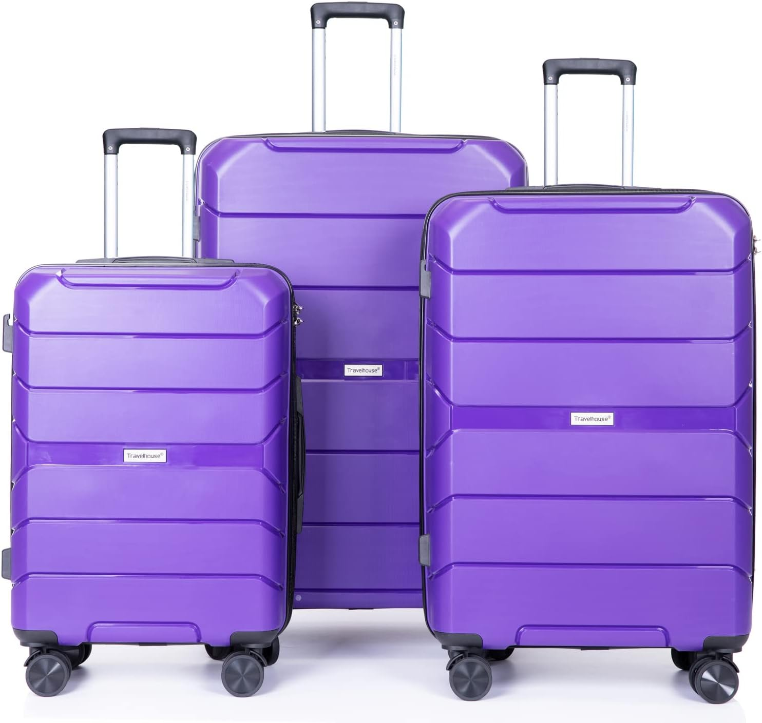 Luggage 3 Piece Expandable Suitcase with TSA Lock ABS, Durable Luggage Set, Lightweight Suitcase with 2 Hooks, Spinner Wheels - Side 20In24In28In (Purple)