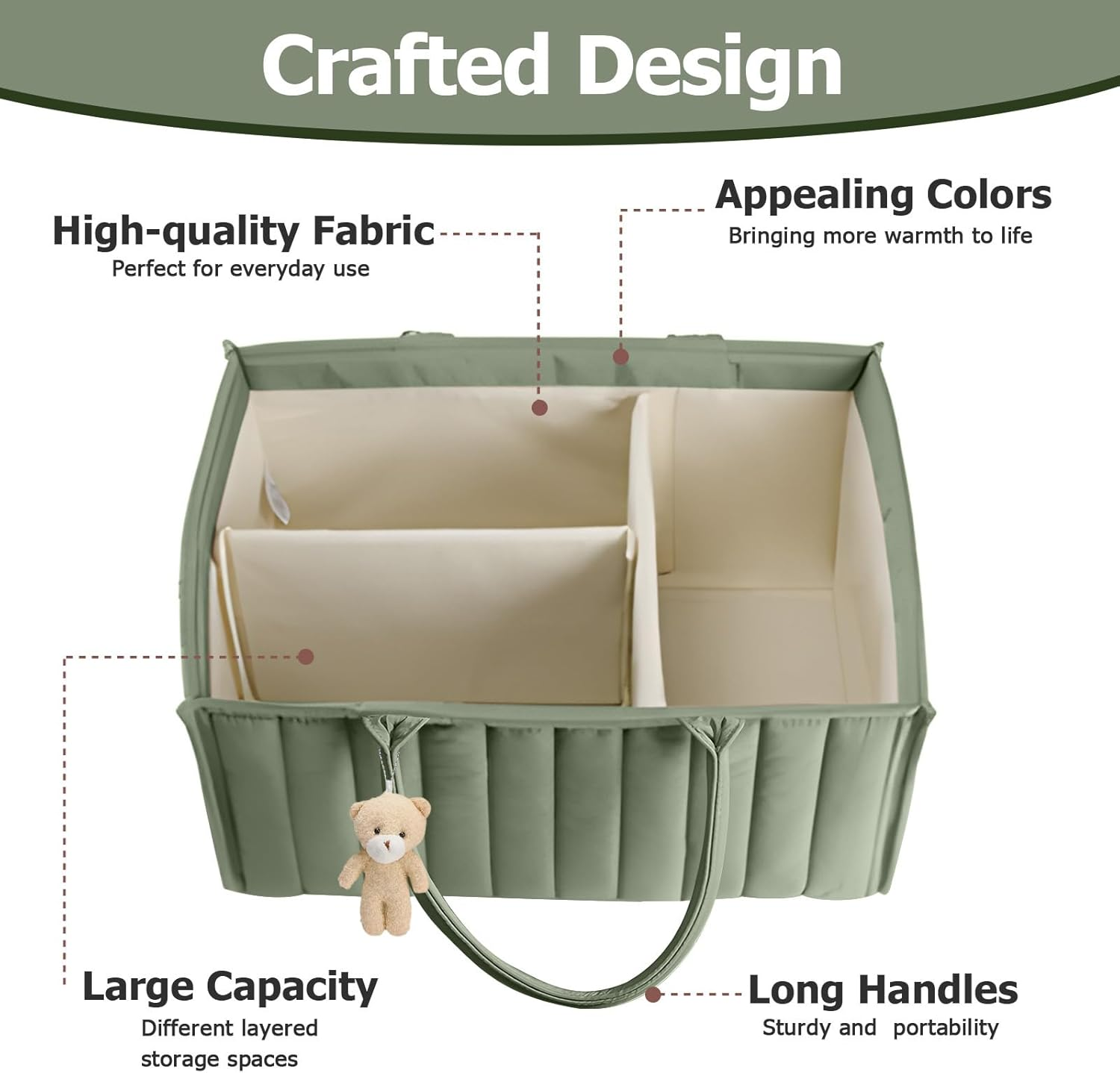 HITOUR Nappy Caddy Organiser Stylish Diaper Caddy Storage Basket Perfect for ... - Picture 4 of 14