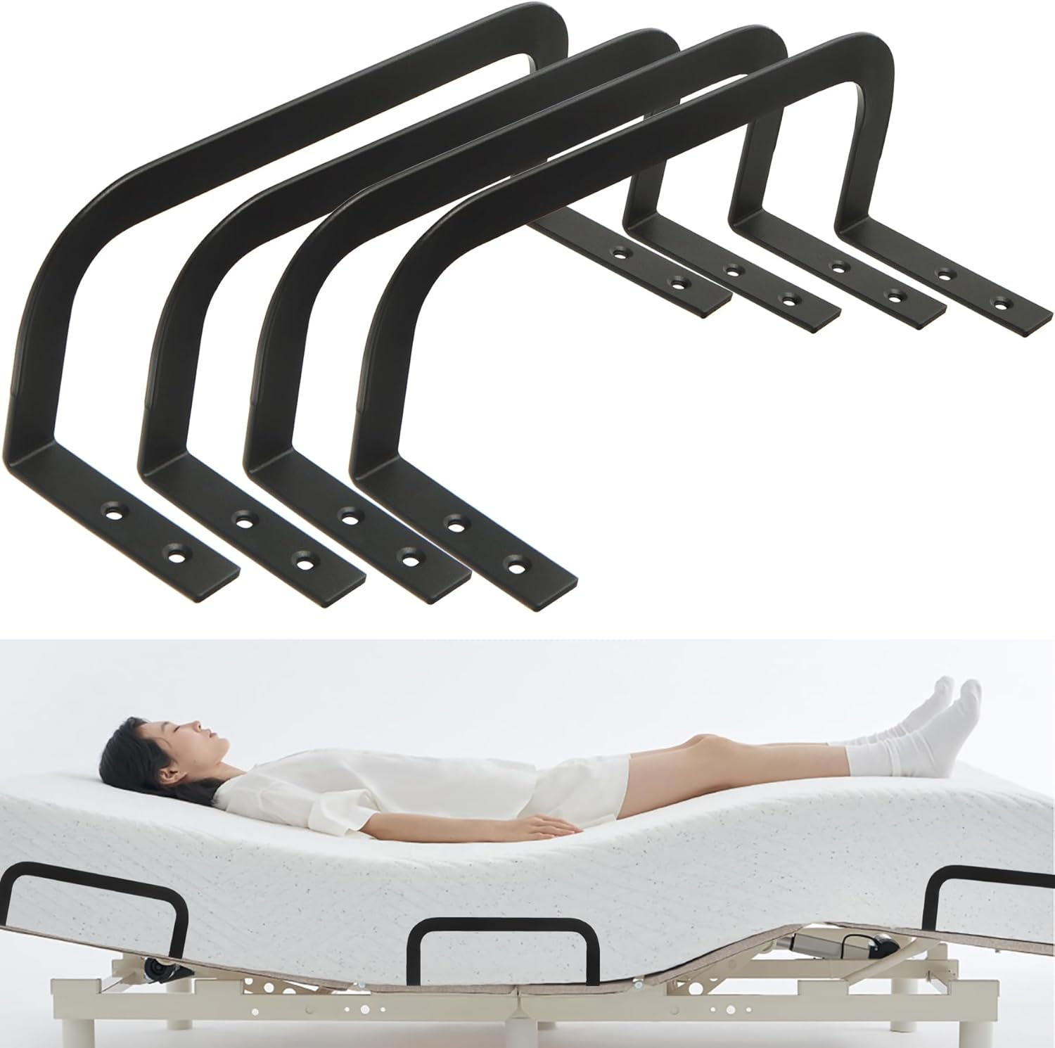 Mattress Retainer Bar Bracket Holder 4Pcs - Keeps Mattress from Sliding on Platform, Adjustable & RV Beds