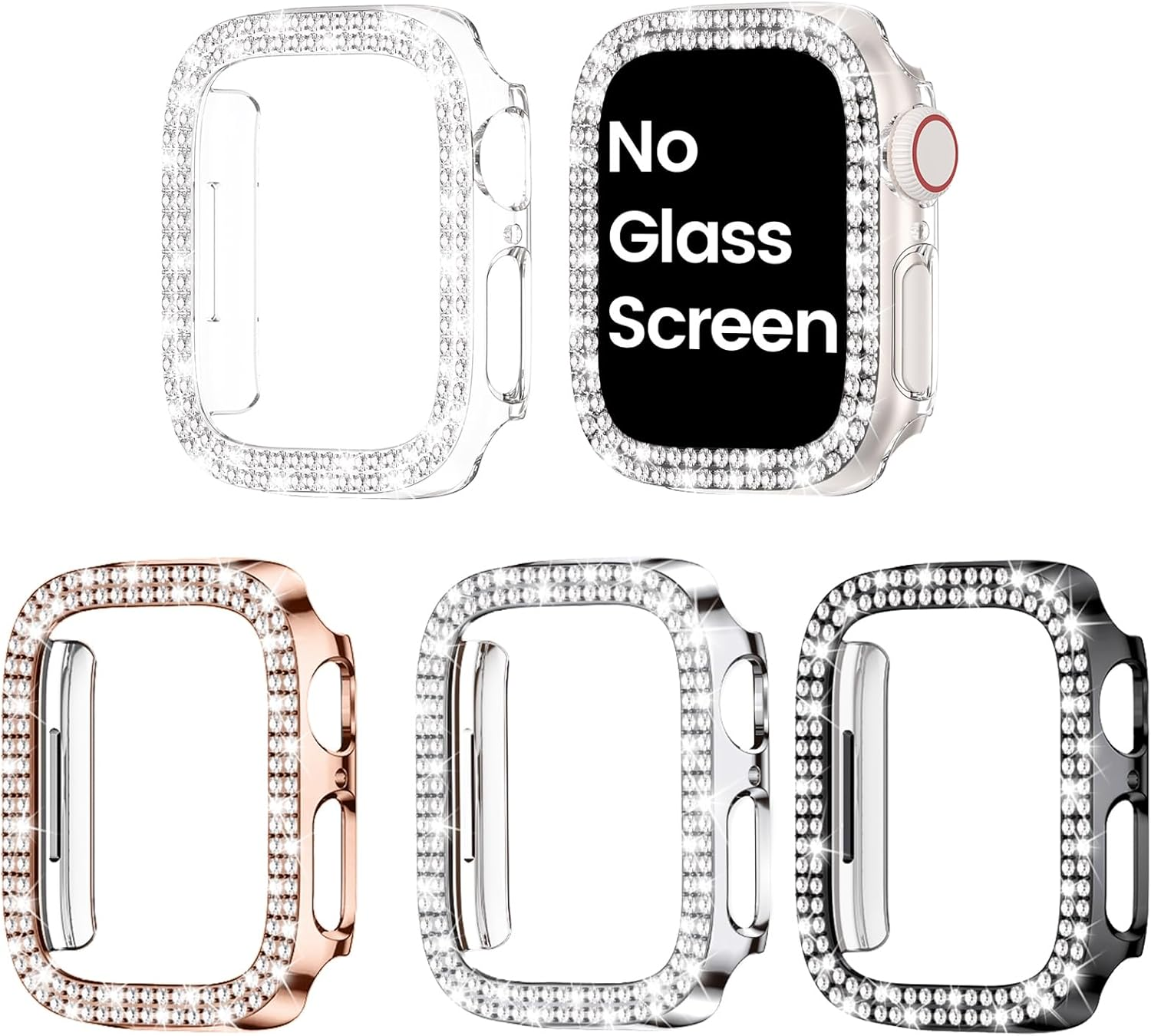 Goton 4-Pack Bling Case for Apple Watch Protector 40Mm Series 6/5/4, SE 3/2/1, Women Glitter Diamond Rhinestone Bumper for Iwatch Cover Accessories 40 Mm