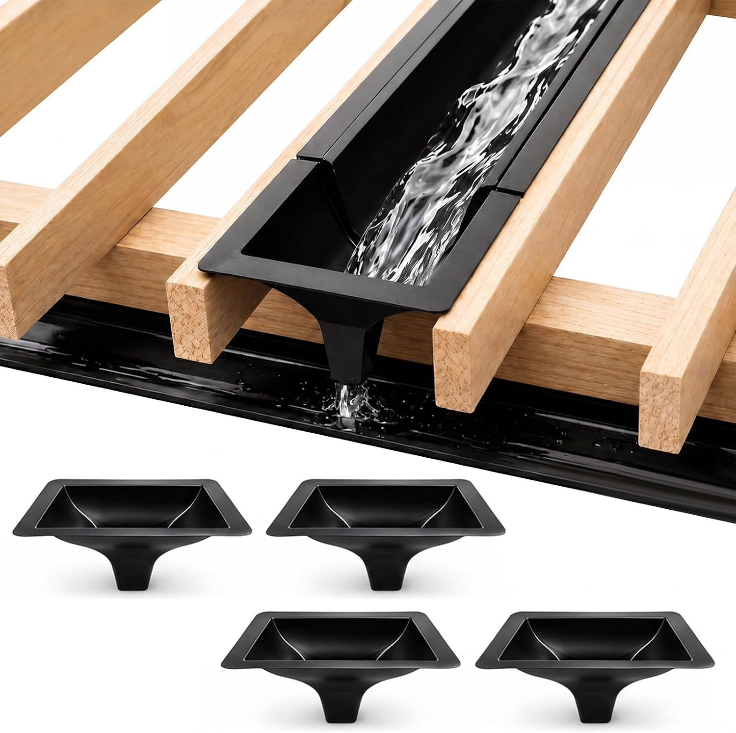 4 Pcs under Deck Drainage System Downspout for 12"&16"Joist Spacing