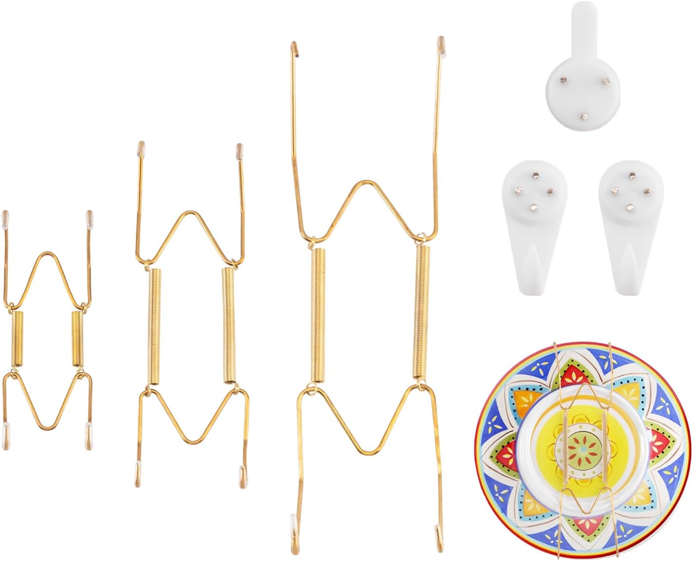3 Pack Decorative Plate Medium Plate Hangers for the Wall, Invisible Stainless Steel Wall Hangers for Display with Hooks, for Platter/Dish/Picture