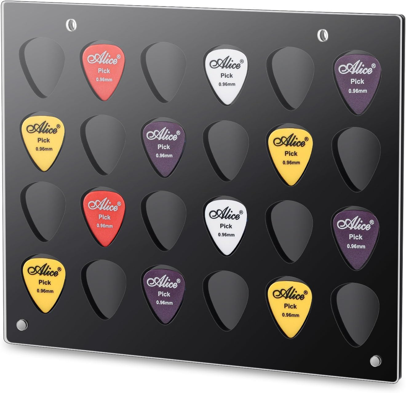 Rectangle Guitar Pick Display Case Holder Wall Mountable Guitar Pick Storage Holder Case Gifts for Men Music Lovers Players Guitarist Collectible Decoration(Black-2)