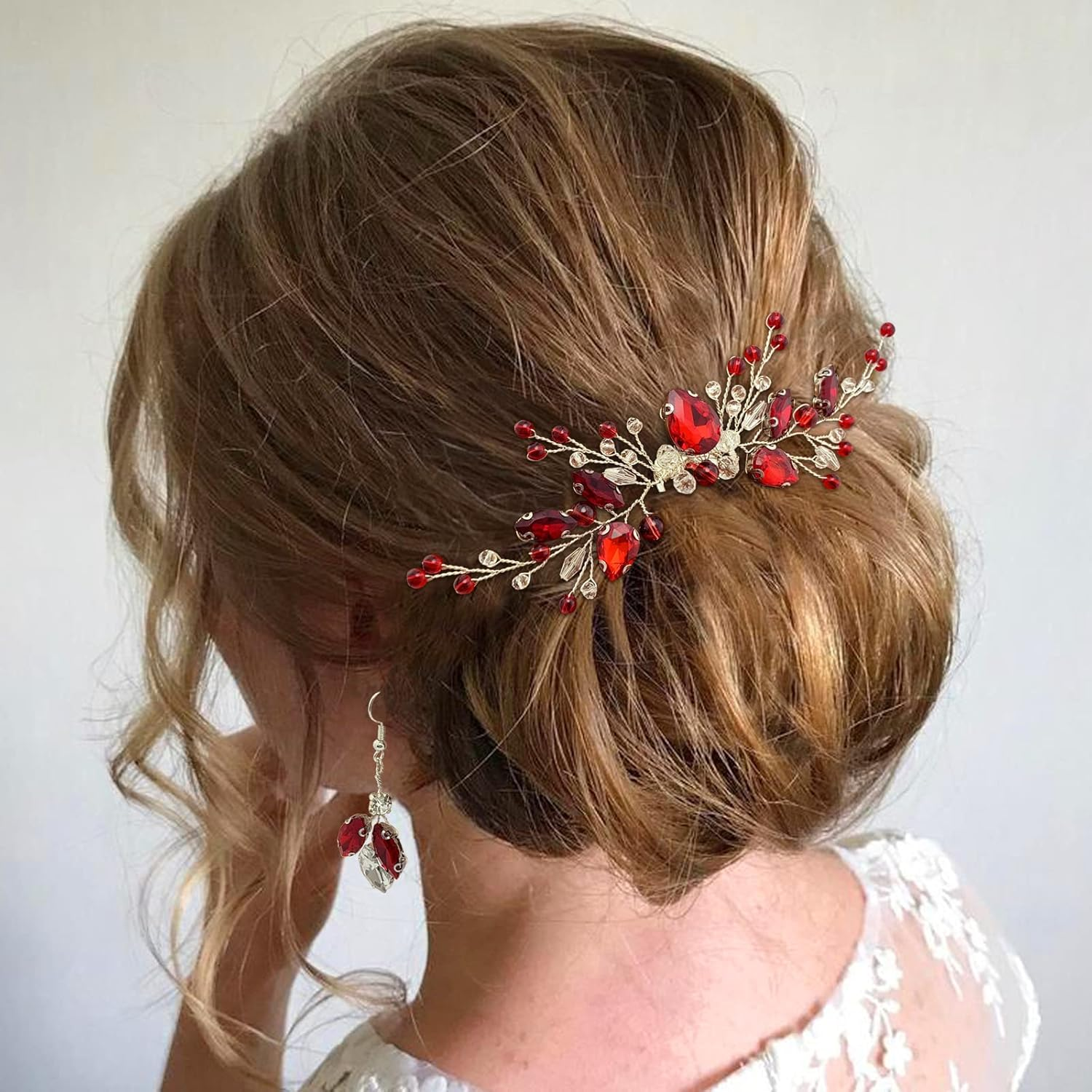 Bridal Crystal Hair Comb and Earrings Set Elegant Bride Wedding Hair Piece Ac... - Picture 8 of 14