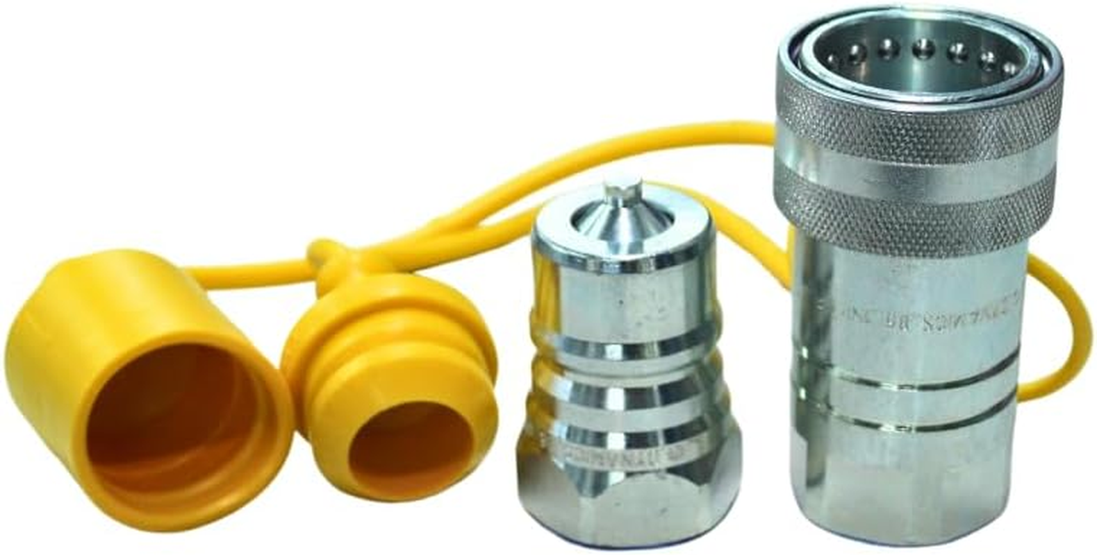 1" AG ISO 5675 Hydraulic Quick Connect Pioneer Style Couplers, 1" NPT Thread, 1 Set with Yellow Dust Caps Included