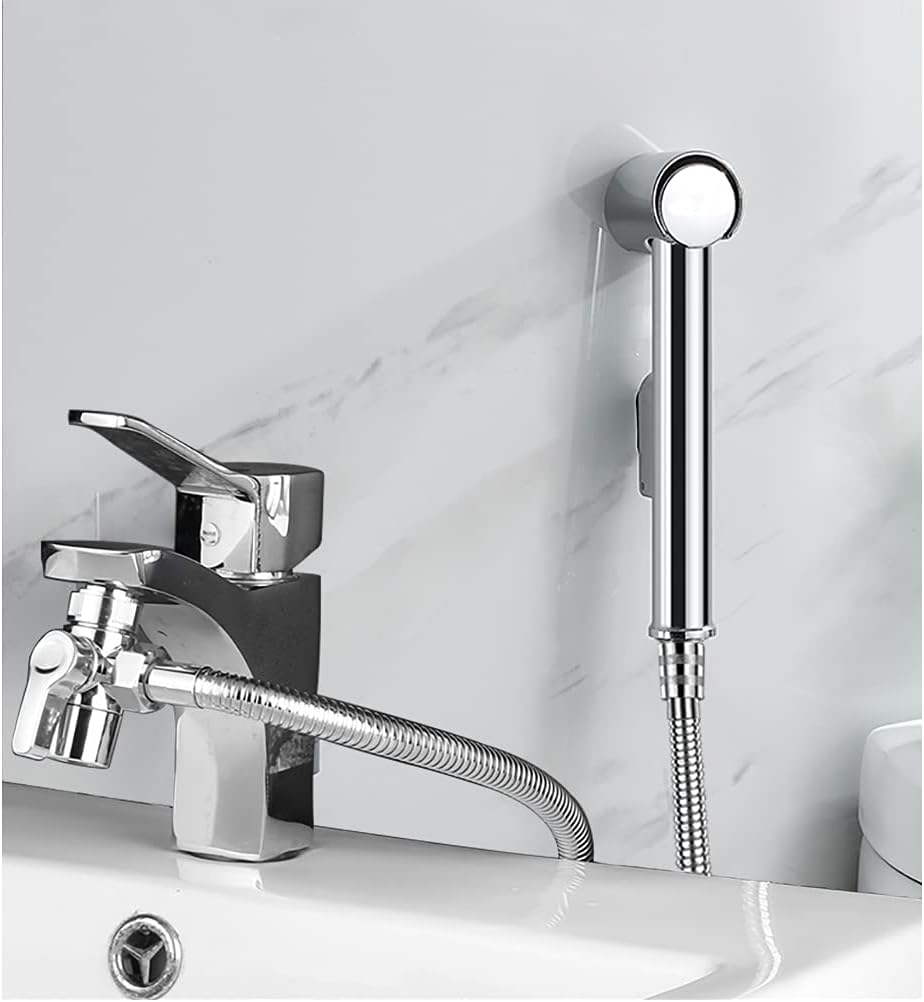 Handheld Bidet Sprayer Toilet Shower Spray Stainless Steel Toilet Bidet Attachment with Hose Bidet Sink Shower Head Faucet Diverter for Feminine Wash, Baby Cloth Diaper Washer