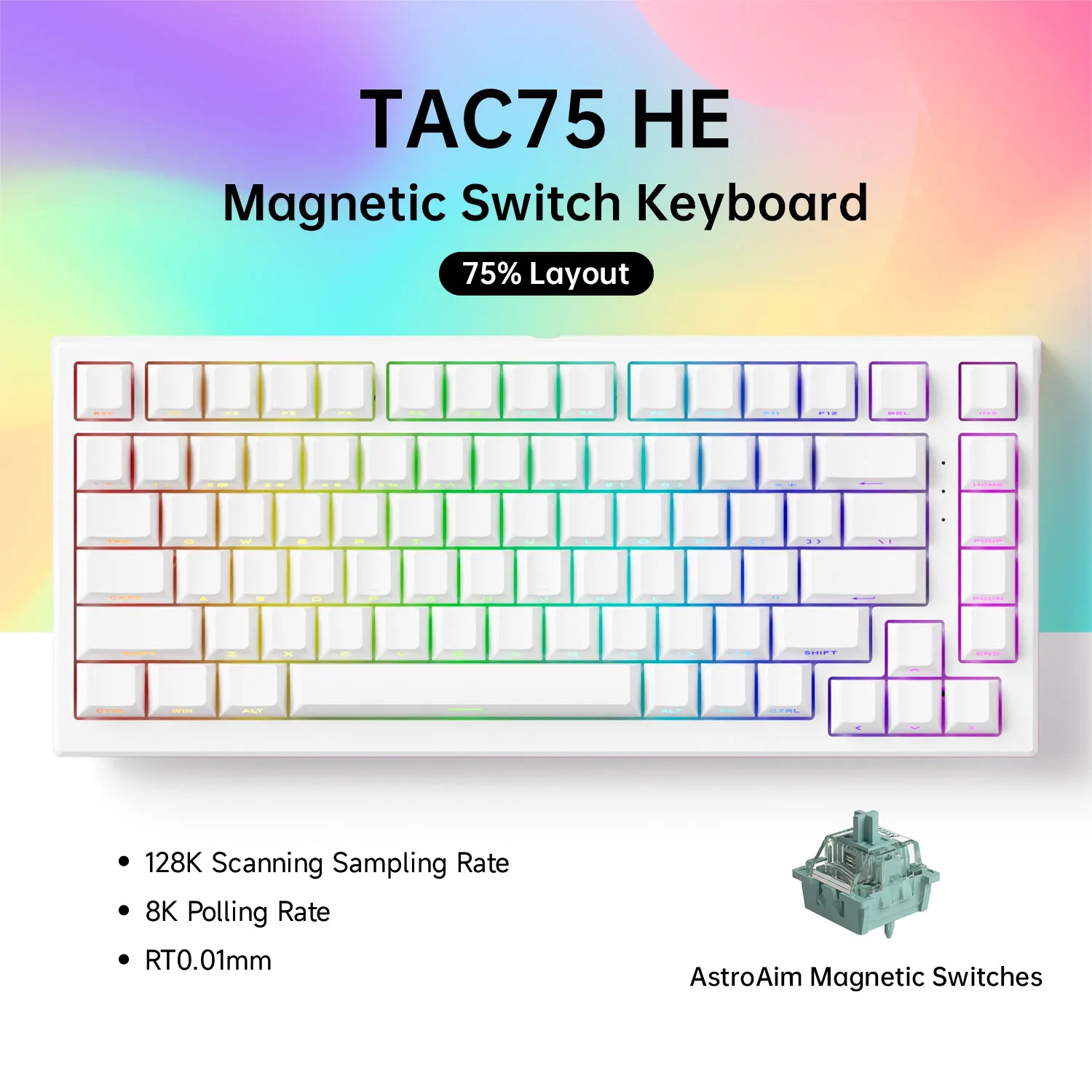 AKKO TAC75 HE Magnetschalter-Tastatur, 75 % Gaming-Tastaturen, Rapid Trigger, 0,01 Mm, 8K RGB, Kabelgebunden, Esports, Individuelle Tastatur Für Gamer