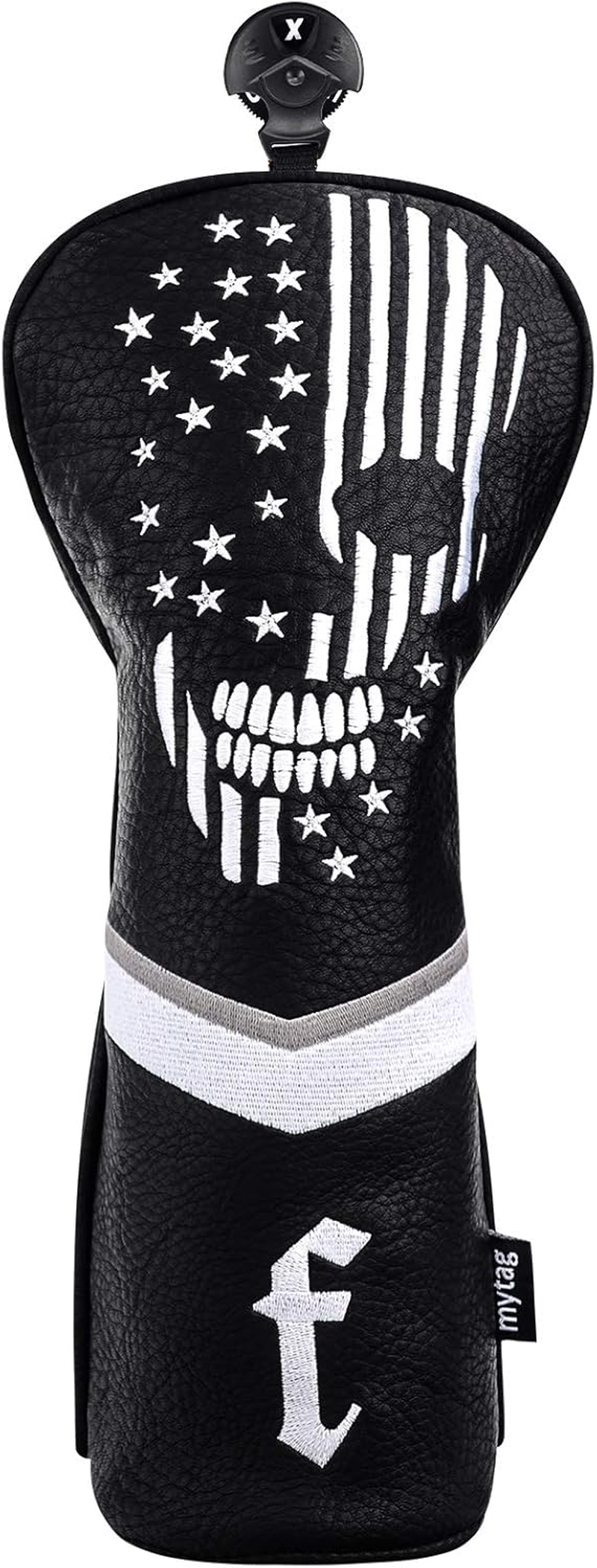 Mytag Skull Skeleton Golf Head Covers Black Synthetic Leather Golf Headcovers 