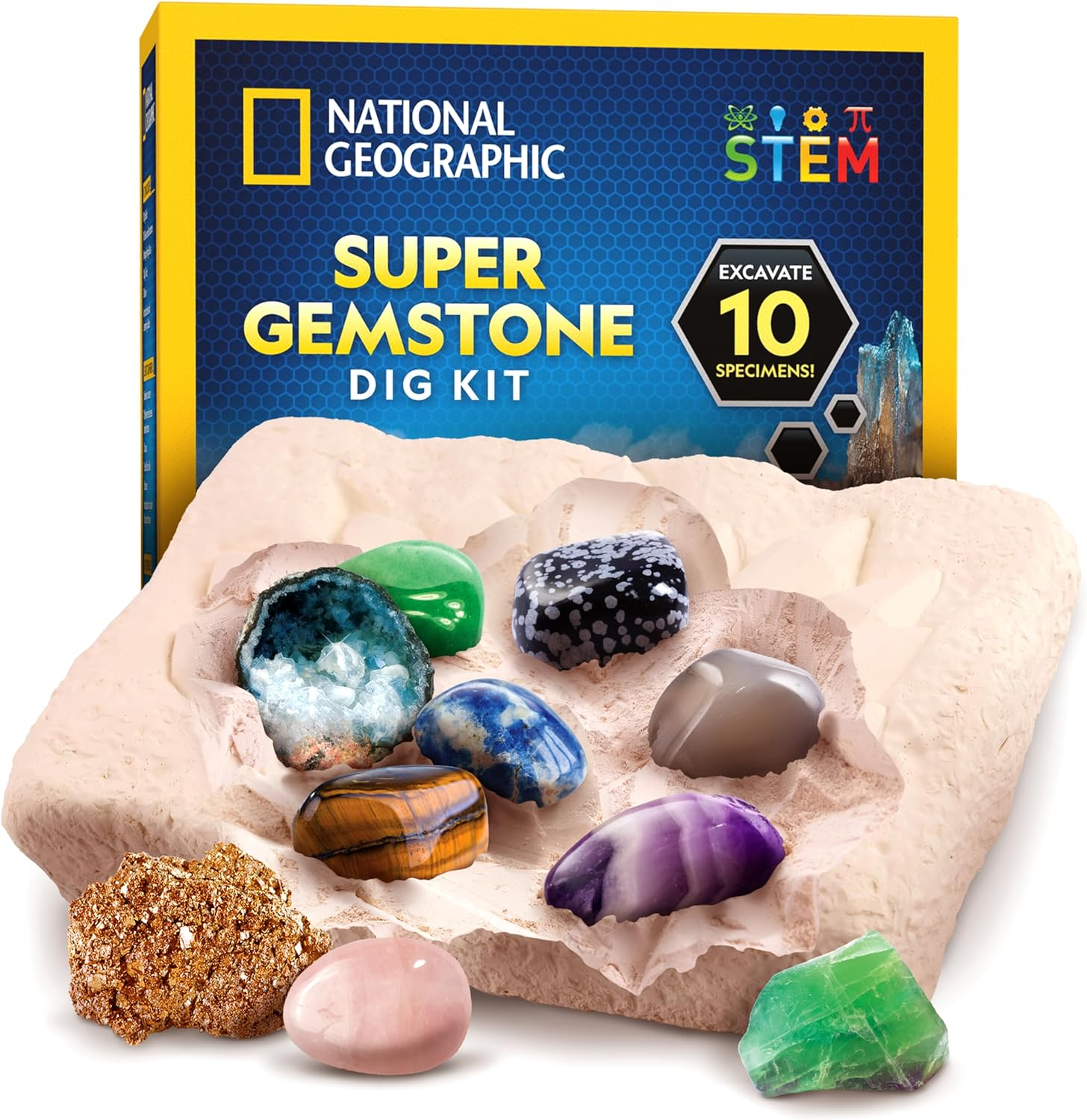 NEW National Geographic Gemstone Dig Kit – 10 Real Gems for Kids, Fast Shipping