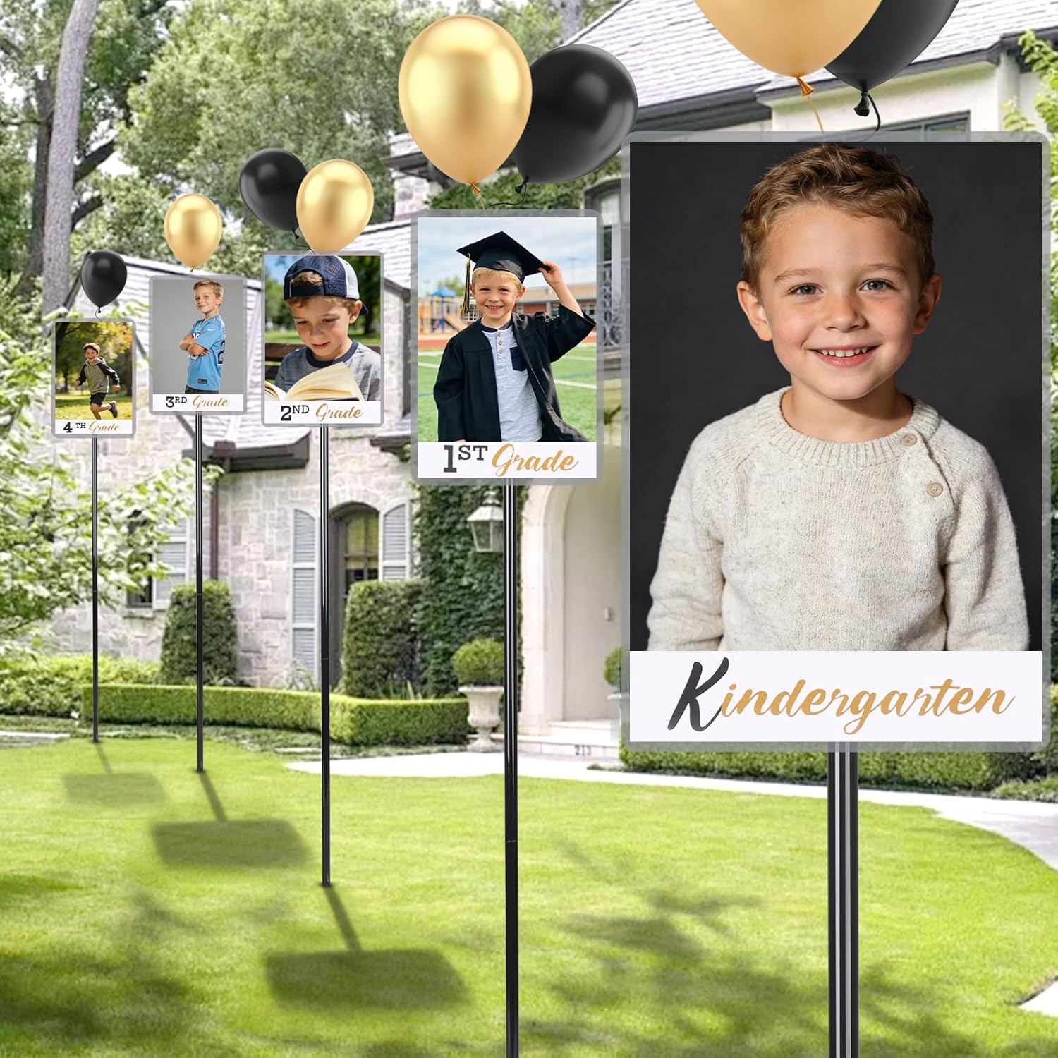 2026 Graduation Decorations– K–12 Photo Display Yard Signs with Stakes, School