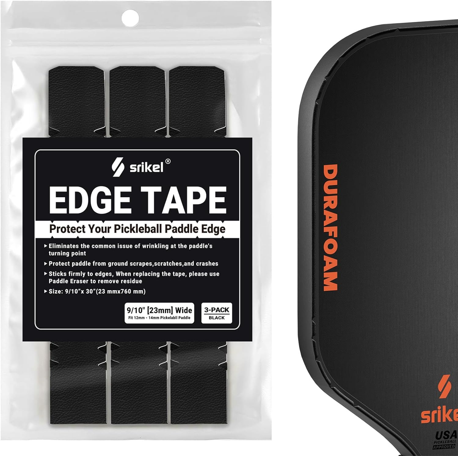 Pickleball Edge Guard Tape – Pickle Ball Paddle Edge Protection Tape 3 Pack, Paddle Head Edge Guard for 12MM to 20MM Rackets, Fits Perfectly Curved Edge, Easy Application, No Wrinkling