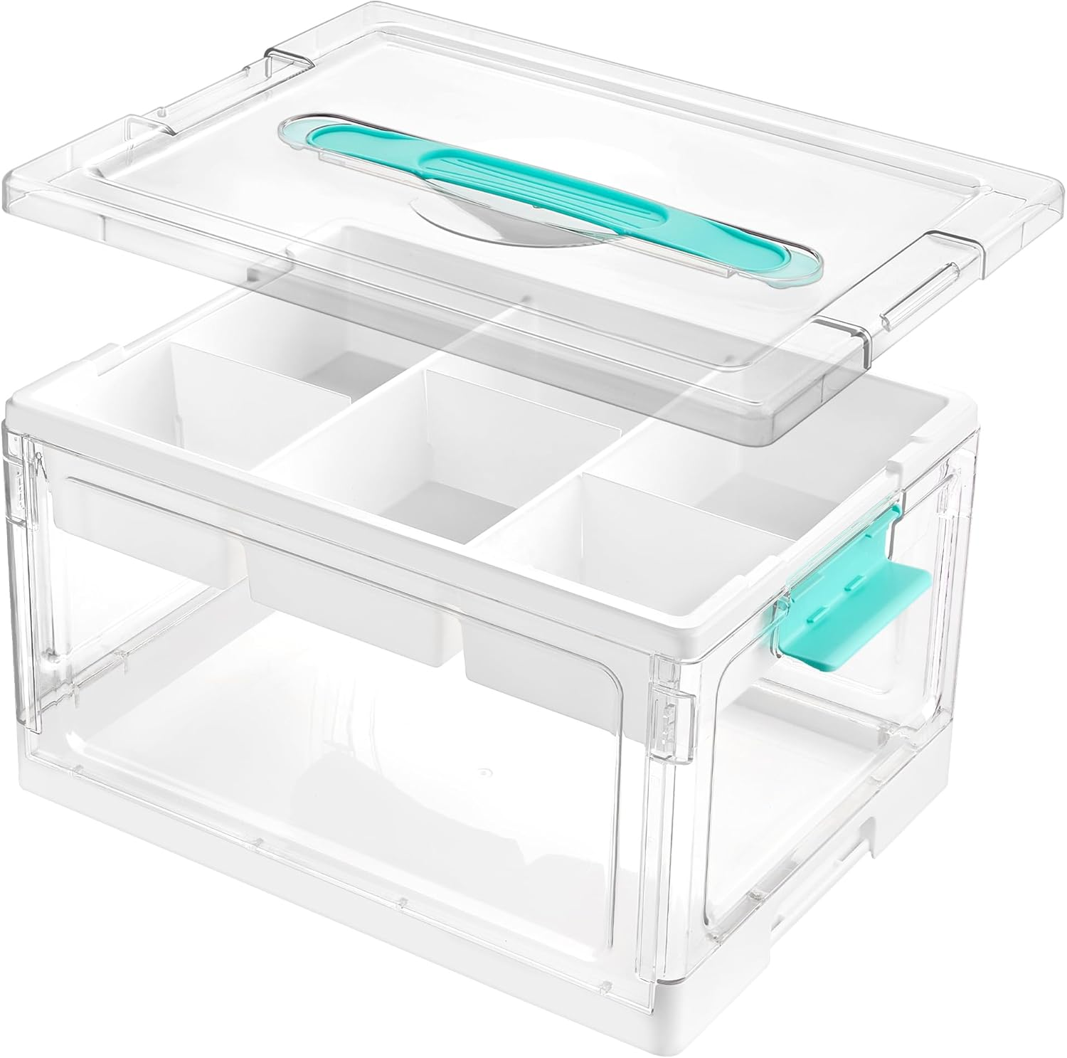 Vtopmart 24 QT Clear Plastic Craft Organizers and Storage Box with Removable 