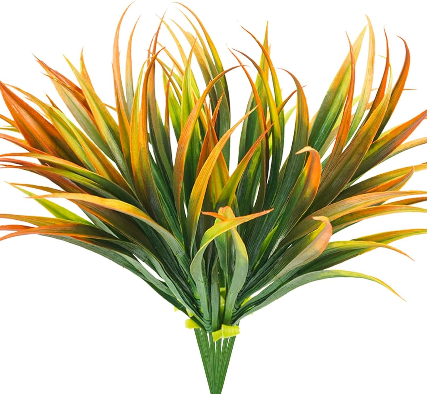 6Pcs Artificial Grass Fake Plants 17.3In Outdoor Plastic Plants UV Resistant Greenery Fake Grass for Home Window Garden Office Patio Hanging Planter Pathway Front Porch Décor Orange Yellow