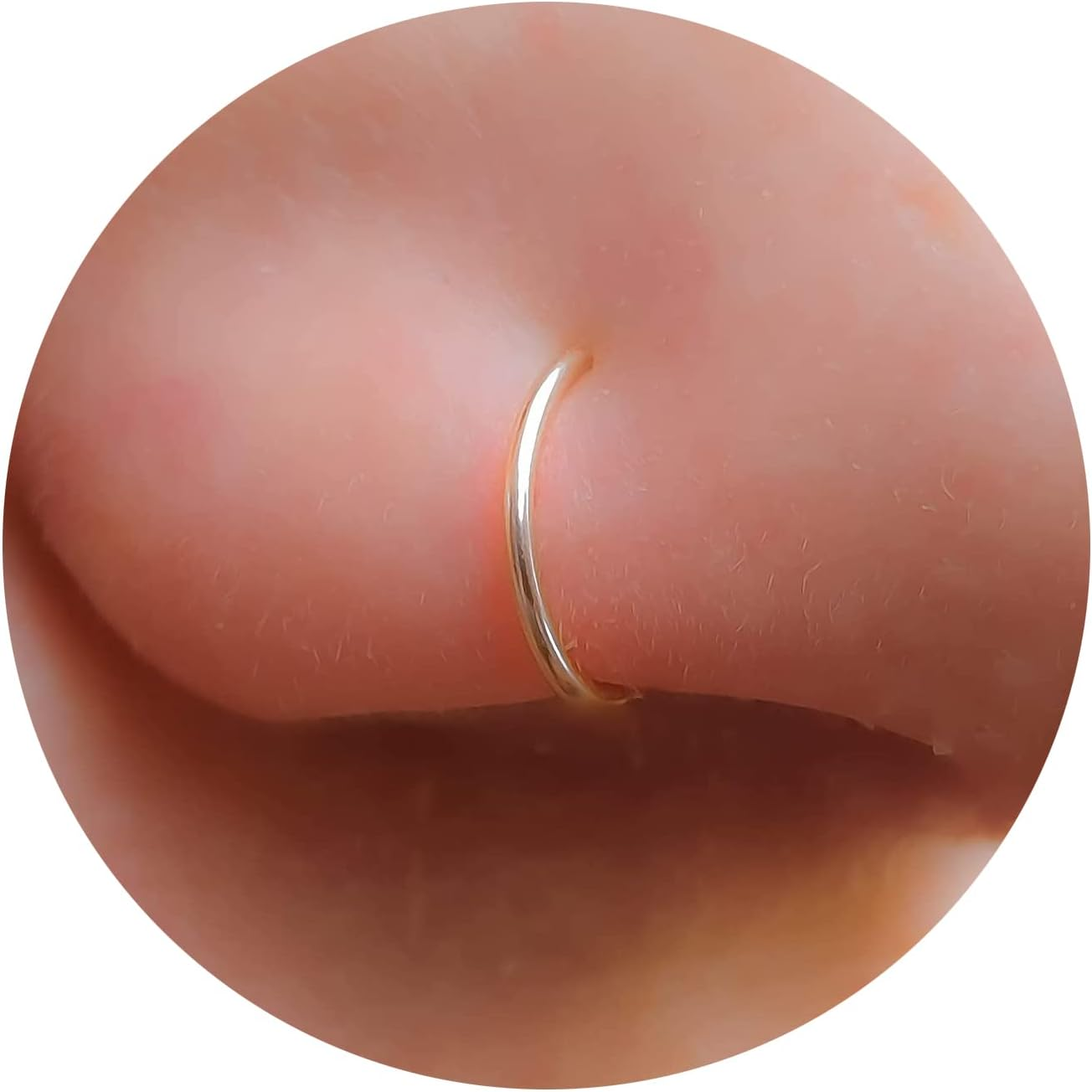 Gold Nose Ring - Tiny Thin 20 Gauge 7Mm Nose Hoop - Small 14K Gold Filled Nose Piercing Jewelry for Women - Handmade Nose Rings Hoops - Gift Ready