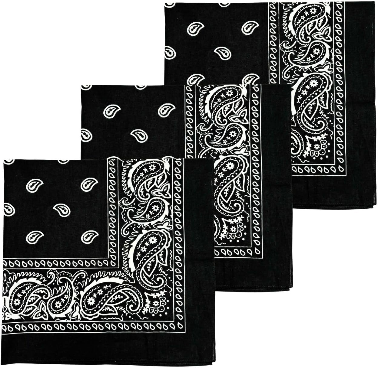 MDSTYLE 3 Pack Extra Large Bandanas 27” X 27” 100% Cotton for Men & Women Paisley Handkerchief Headband Scarf Jumbo Bandana