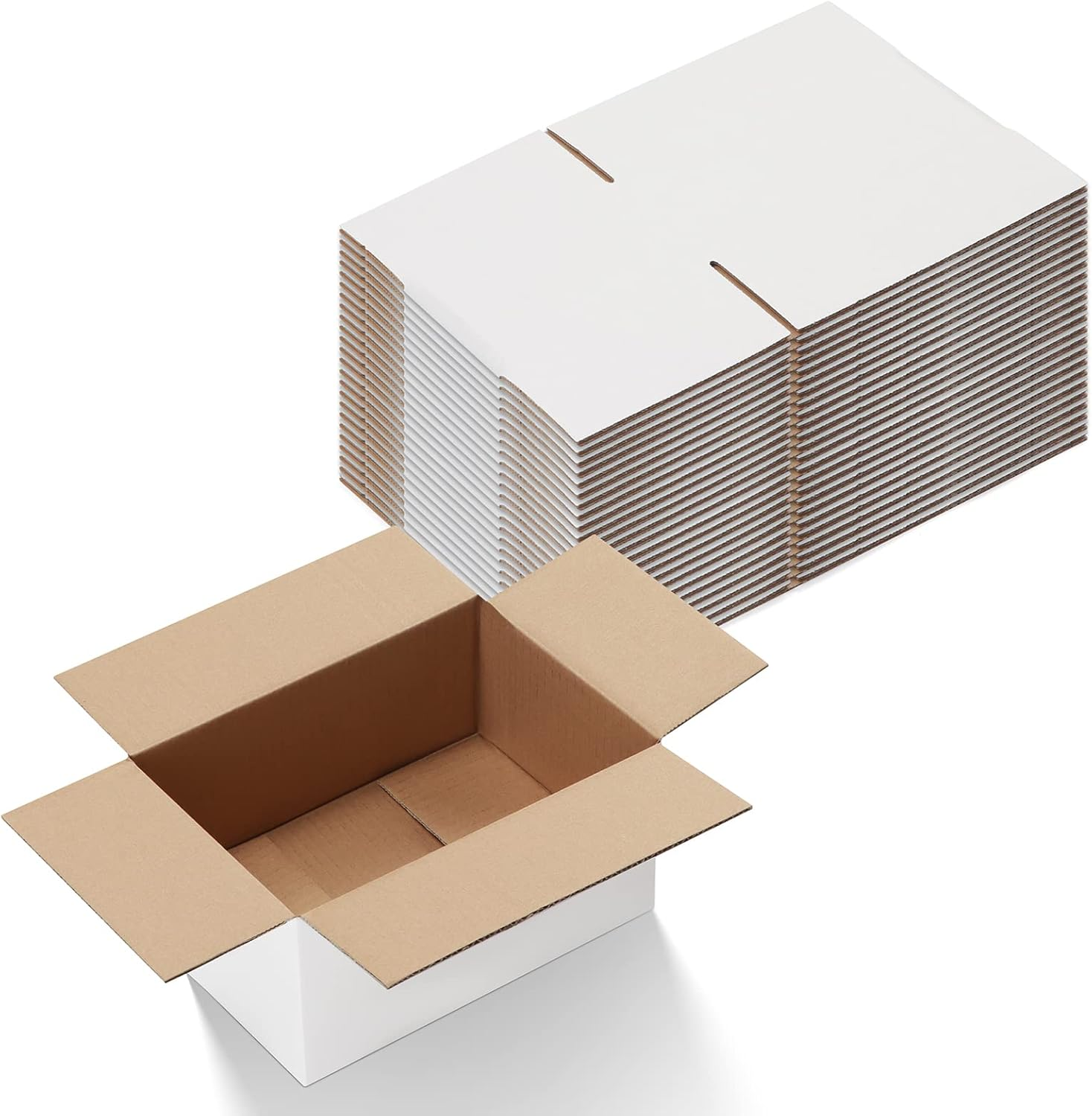 Calenzana 9x6x4 Shipping Boxes Set of 25 White Corrugated Cardboard Box for ...