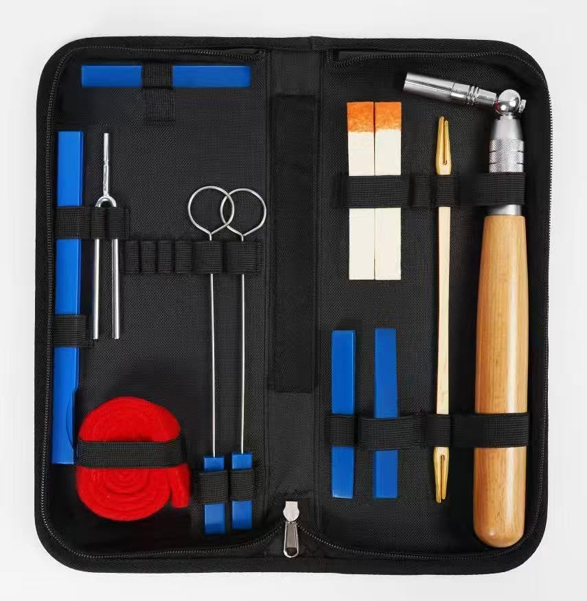 Professional Piano Tuning Kit with Case, 13 PCS Piano Tuning Tooks Kit Piano Tuner Wrench Hammer and Piano Mute Kit