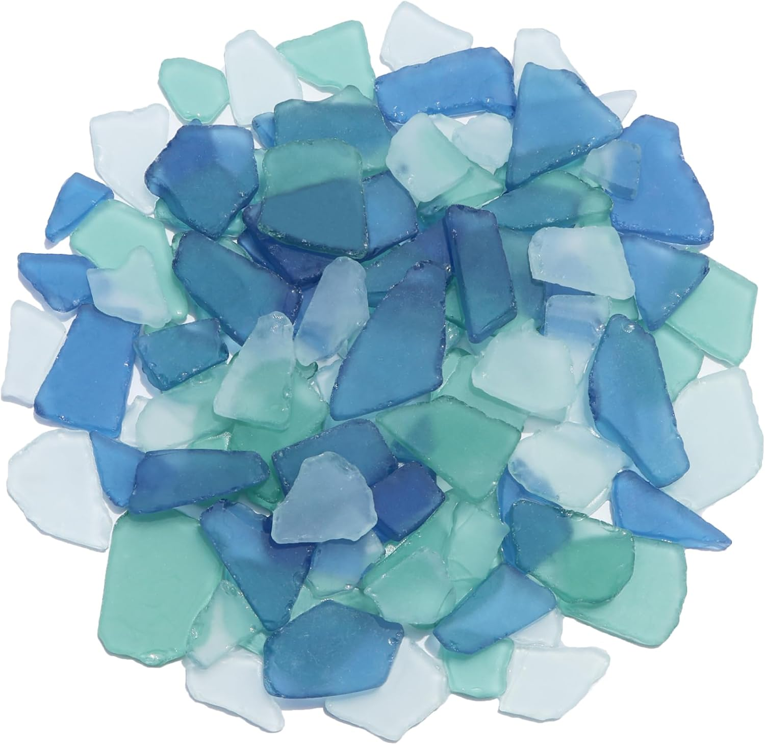 Sea Glass for Crafts - 14oz Frosted Seaglass Pieces - Vase Filler and Aquarium Ornament, DIY Craft Supplies for Art, Beach Weddings, and Home Decor (Blue, Aqua Green, White)