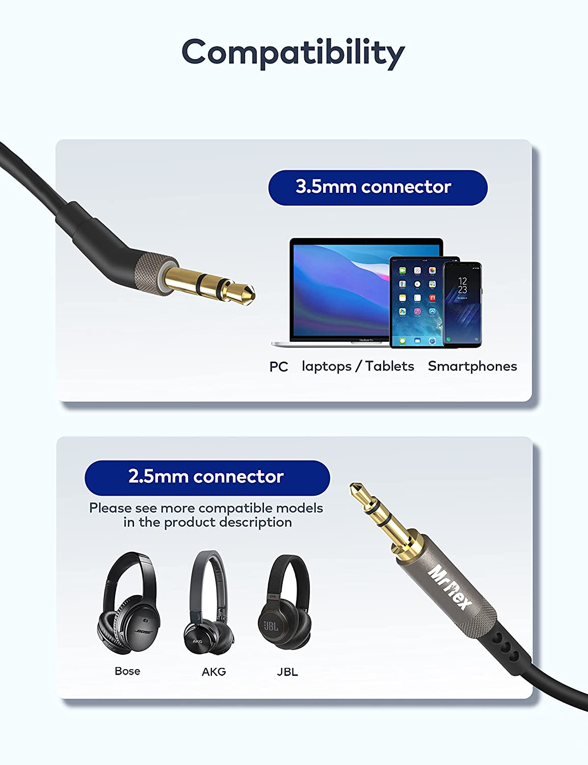 Mr Rex 3.5mm to 2.5mm Aux Cable Cord for Bose 700 QuietComfort QC35II QC35 QC... - Picture 3 of 14