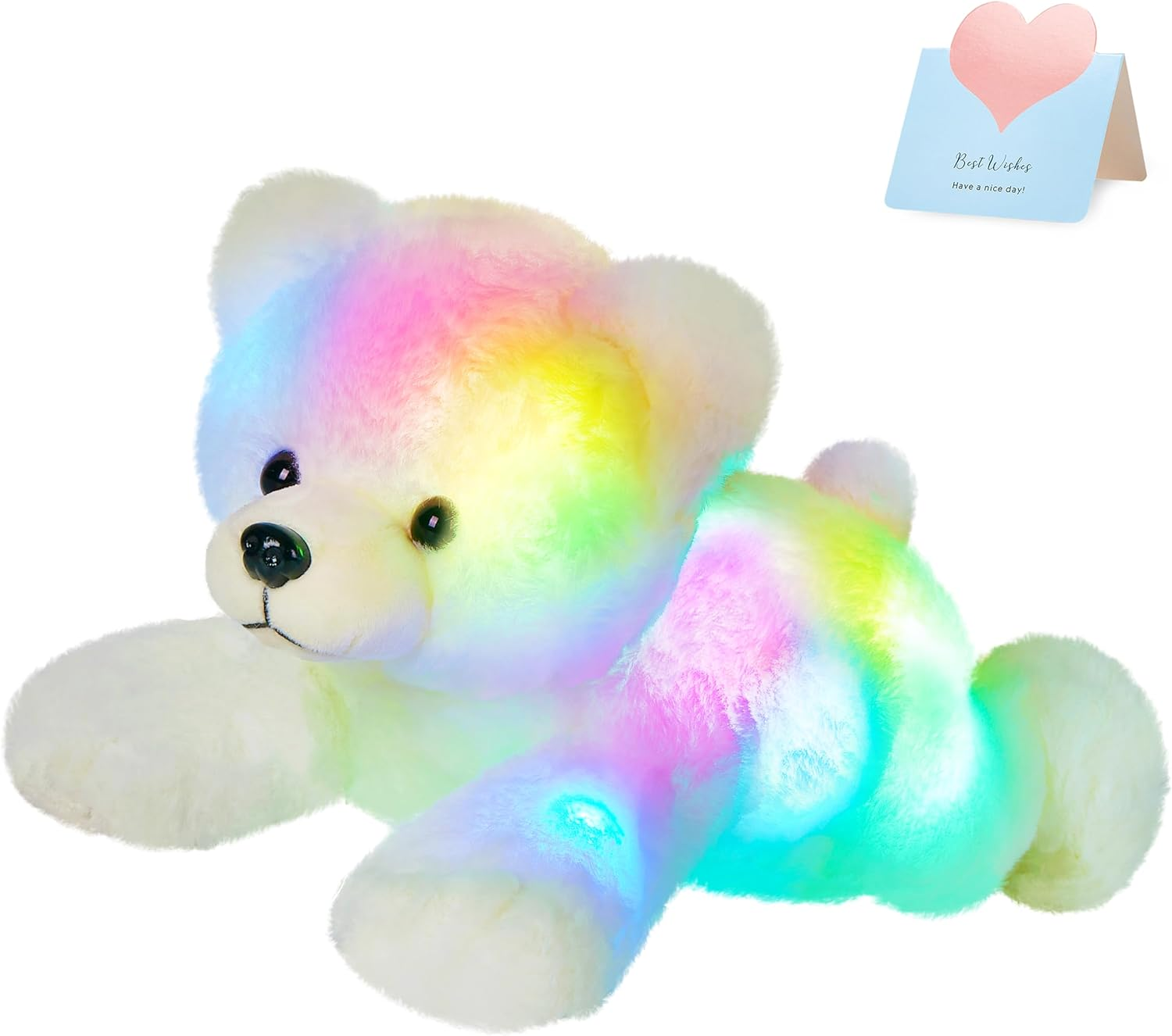 Light up Stuffed Polar Bear LED Soft Plush Toy with Magic Night Lights Glow in the Dark Birthday Holiday for Toddler Kids