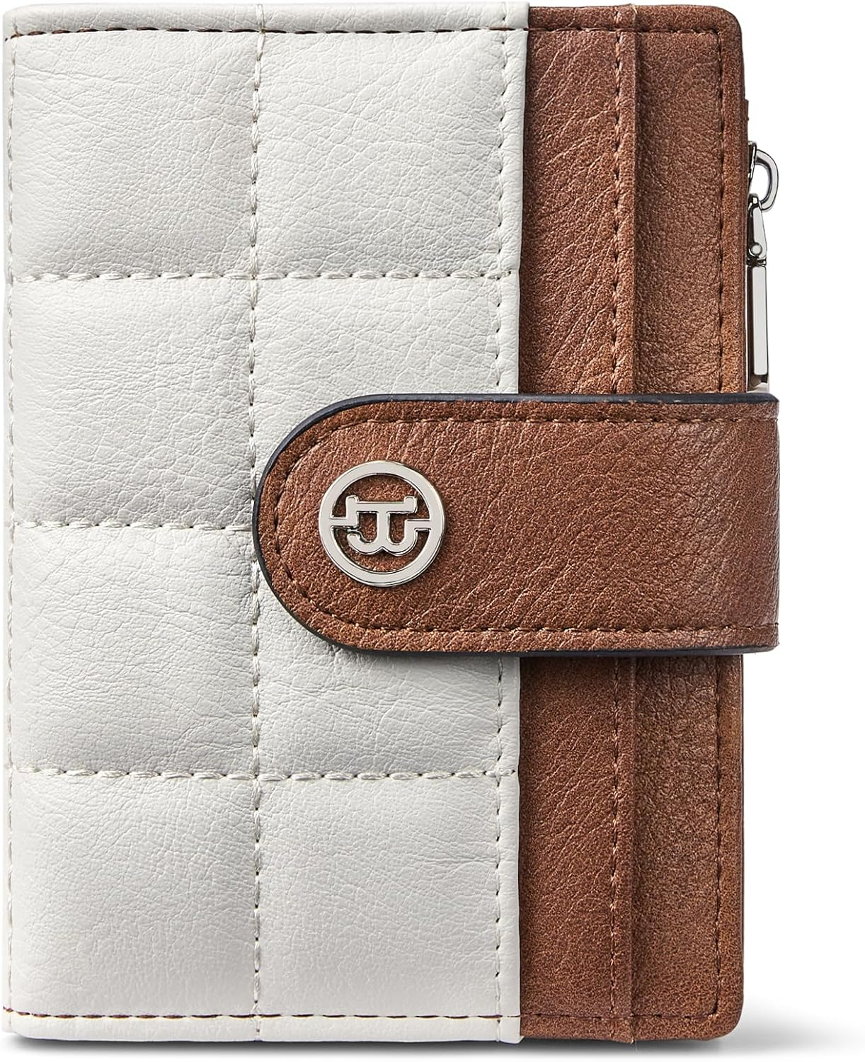 BOSTANTEN Small Wallet for Women Leather RFID Blocking Card Holder Bifold Compact Wallets with Zipper Coin Pocket Beige&Brown