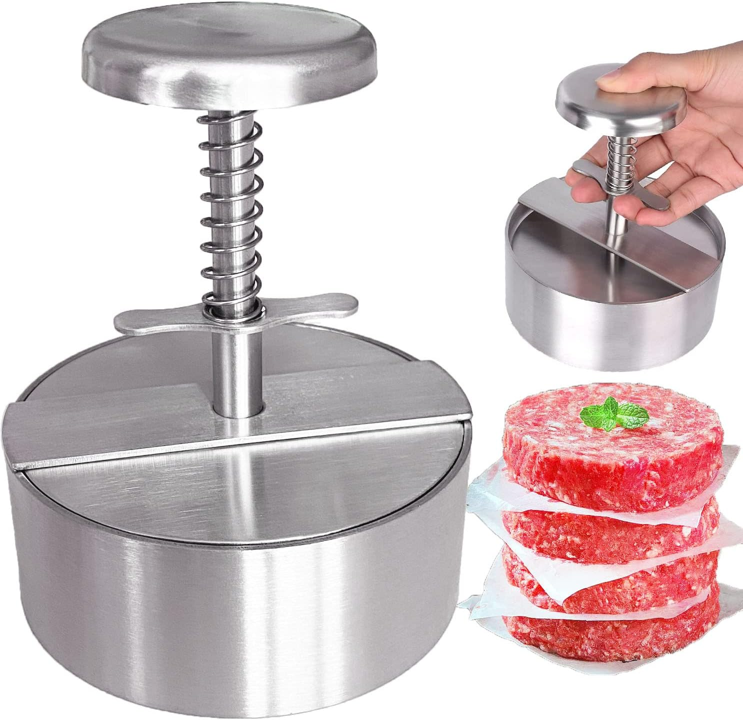 Prensa para hamburguesas de acero inoxidable parrilla plancha plana para carne