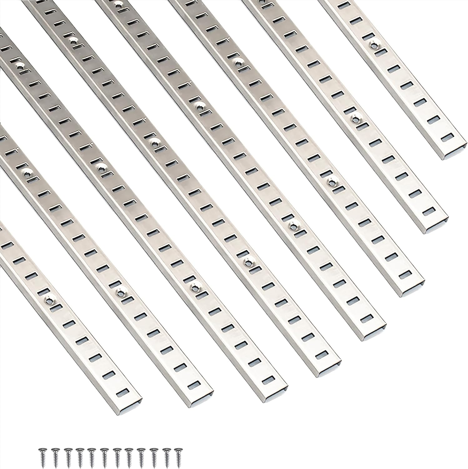 Adjustable Shelf Bracket 40 Inch 8 Pack Silver Shelf Pilaster Strips Shelf Rail Shelf Track Adjustable Wall Shelves Shelf Standards and Supports for Cabinet Closet Organization