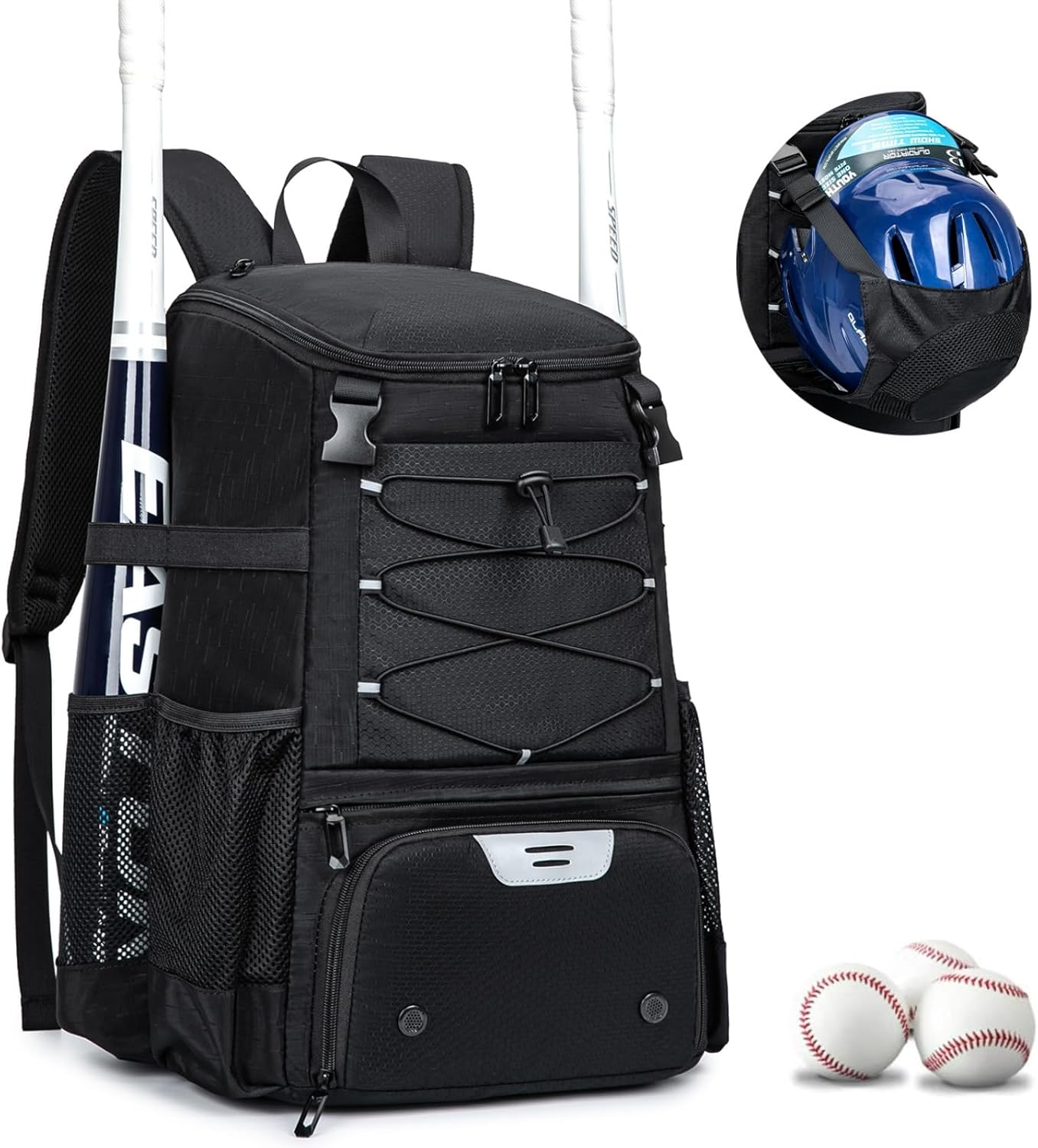 Baseball Bag for Youth and Adult, Softball Backpack 40L Large Capacity, Bat Backpack with Shoes Compartment and Hidden Helmet Holder