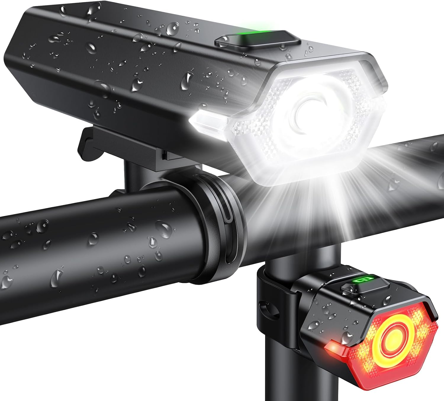 Upgraded Bike Lights Super Bright, 4+6 Modes Rechargeable Bike Lights Front and Back with Side Lights, 360°Rotatable Bike Headlight, IP65 Waterproof Bicycle TailLight, Reflectors Accessories