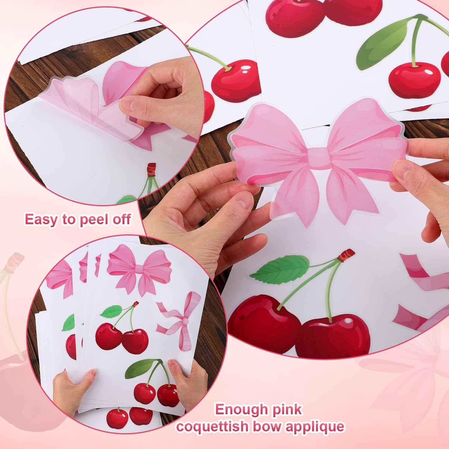12 Sheet Pink Bow Wall Stickers, 11.81x7.87in Trendy Bow Wall Decals Coquette... - Picture 5 of 15