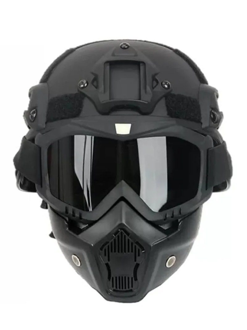 Military Tactical Full Face Helmet MICH ABS - Detachable Goggles & NVG Bracket for Riot Airsoft CS Outdoor Wargame Protective Ge