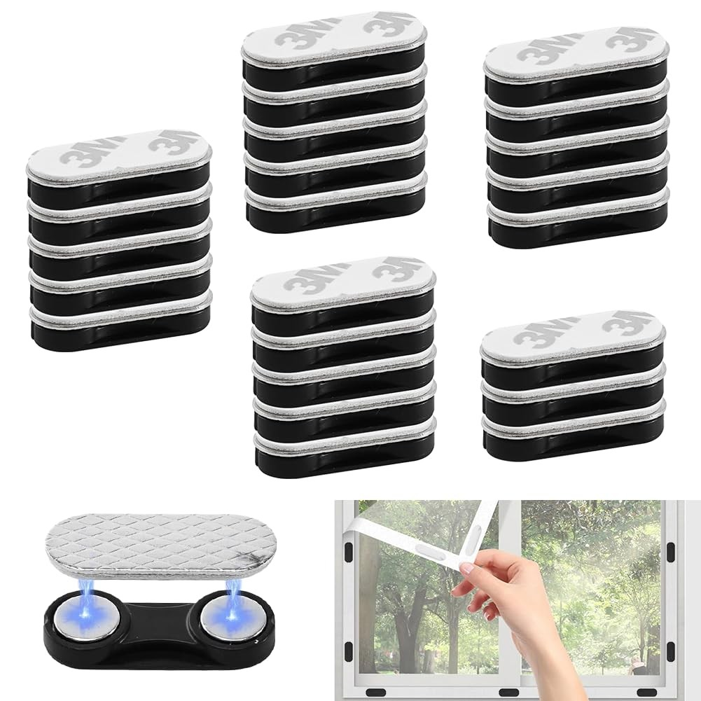 Moustiquaire Fenetre Magnetique Clips, 24 PCS Aimant Rideau Magnetique Clips