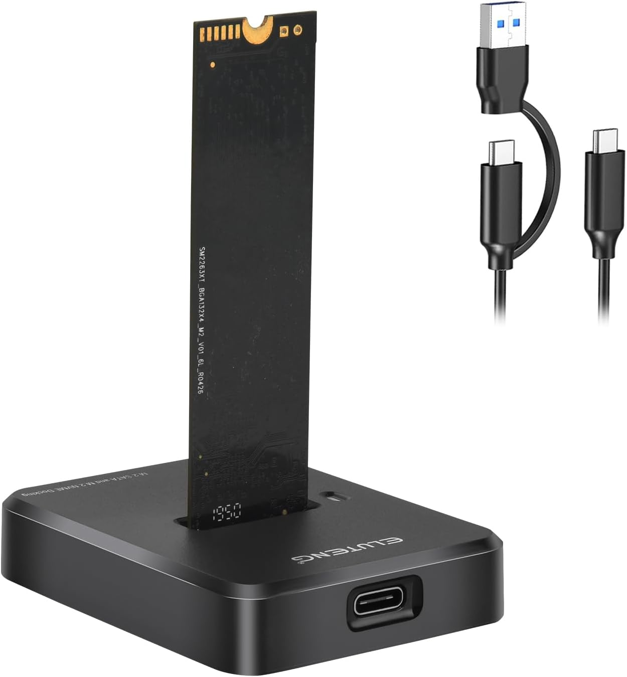 M.2 Nvme & SATA to USB C Docking Station Dual Protocol M.2 to USB C Adapter 10Gbps External SSD Enclosure for M Key, B+M Key Support 2280 2260 2242 2230 Ssds with 2In1 Cable