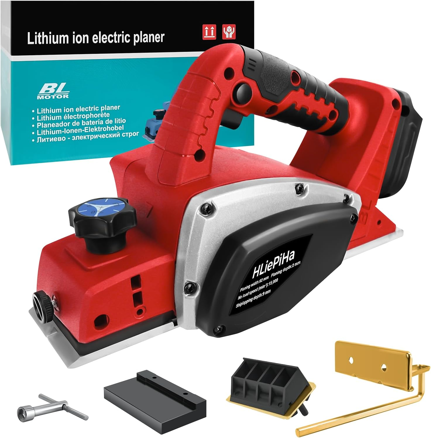 Cordless Handheld Planer for Milwaukee 18V Battery, 15000 RPM Power Wood Planer, 3-1/4 Inch Brushless Power Planer for Woodworking, Carpenter Home Diy(No Battery)