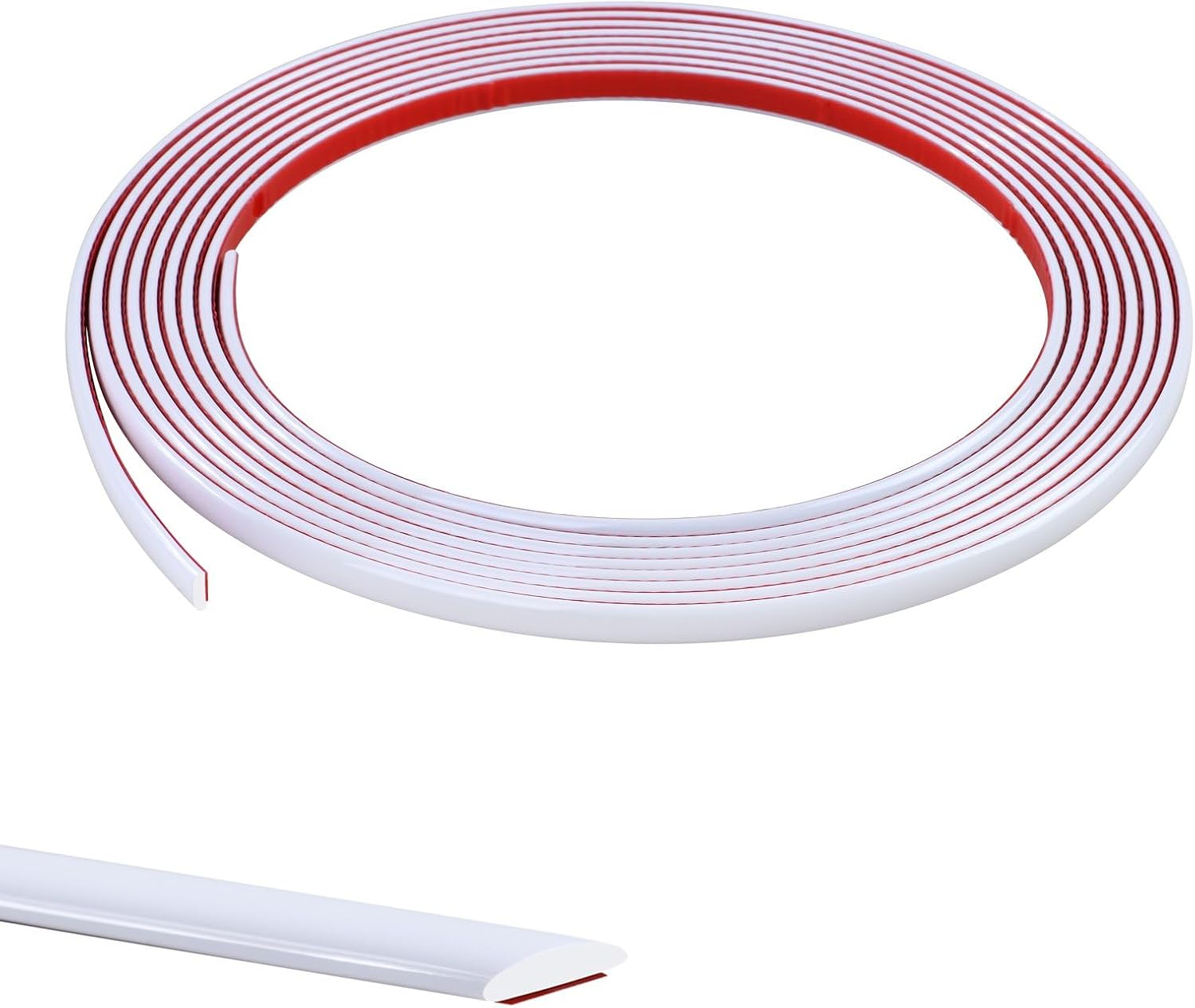 5M White Flexible Moulding Trim,Self-Adhesive Decorative Edging Strip for Tile, Wall, Mirror, Ceiling, Floor, Panel, Cabinet,Peel and Stick PVC Mirrior Frame Trim,8Mm