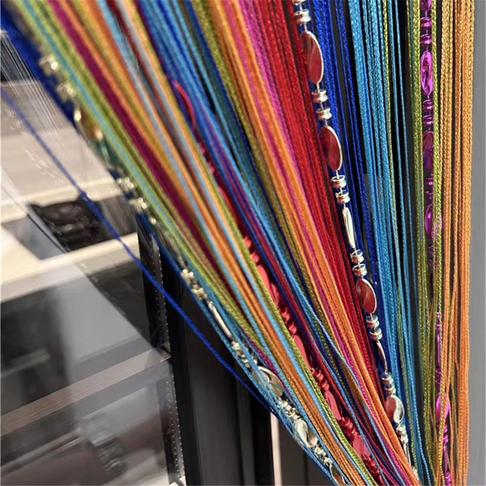 100cmX200cm Decorative Door String Curtain Beads Wall Panel Fringe Window Room Divider Blind for Wedding Coffee House Parts Door Divider Beads Tassel Screen Decoration (Colorfull 25)