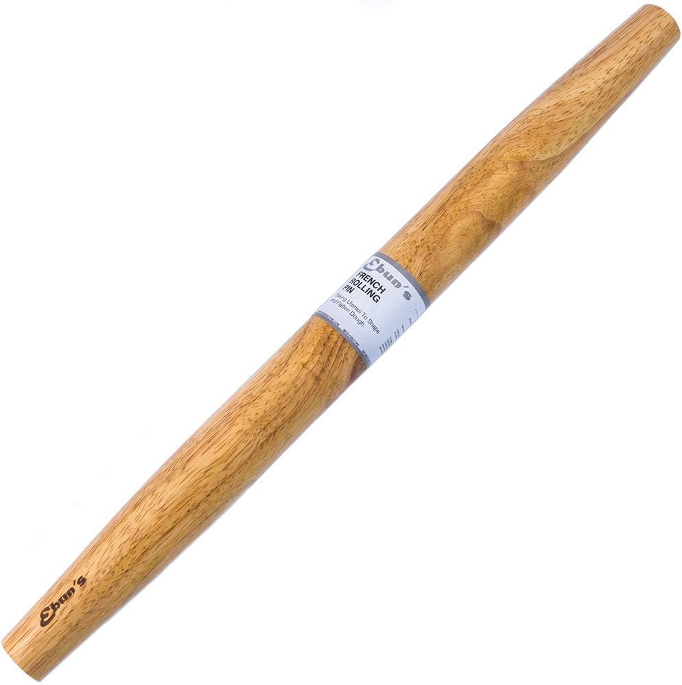 Wooden French Rolling Pin for Baking Pizza, Pie & Cookie Dough