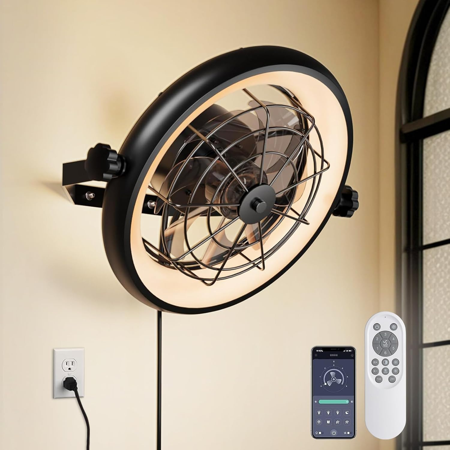 Wall Mount Fan with Remote/App Control, 16
