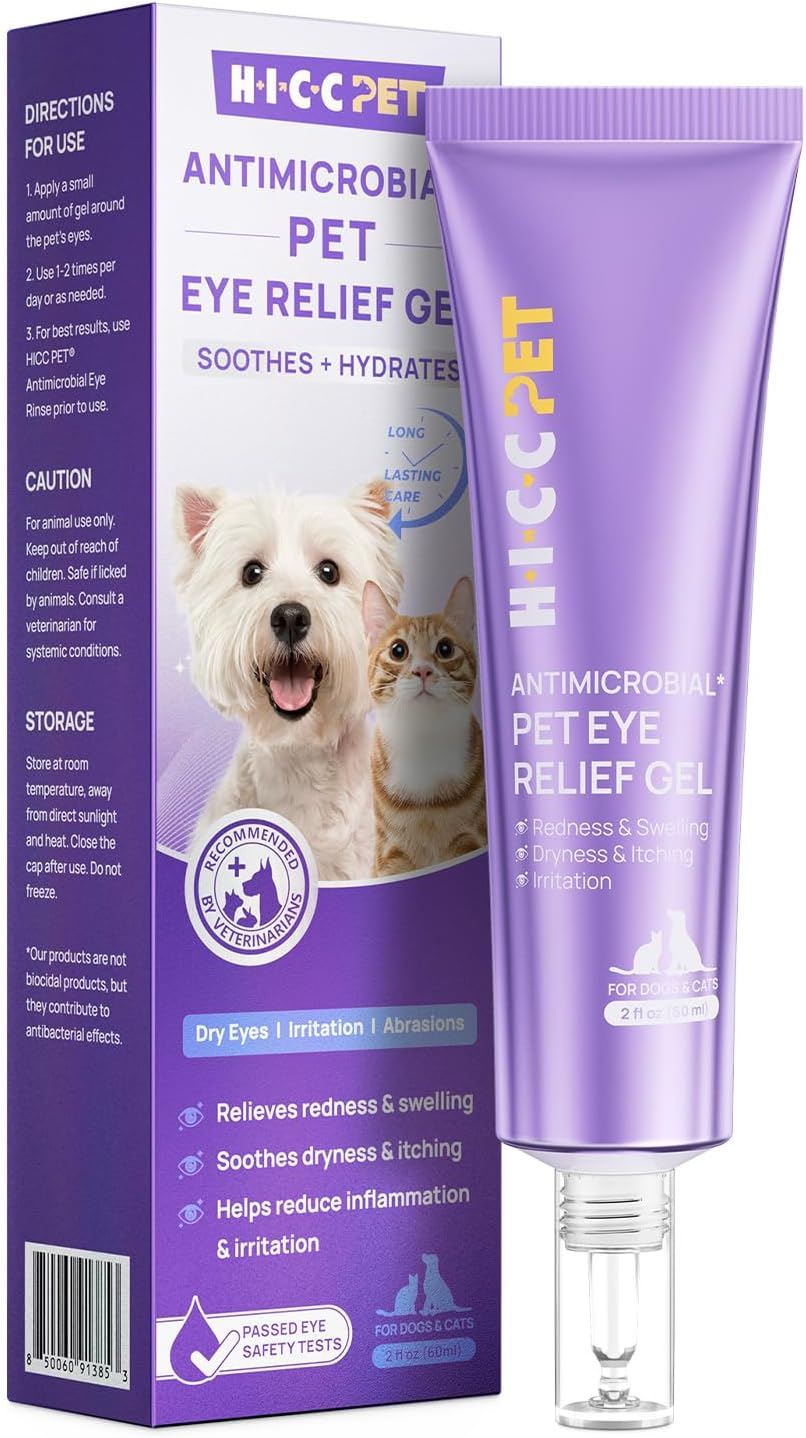 Dog Eye Gel, Vet-Recommended Dog Eye Infection Treatment, Cat Eye Drops Wash, Soothes Irritation, Moisturizes Dry Eyes, Pet Eye Drops Ointment Alternative for Dogs, Cats, Horses. 2 Fl Oz