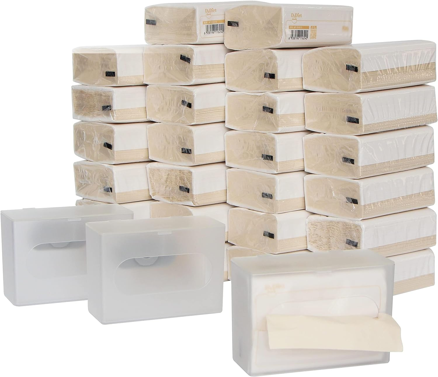 Bamboo Facial Tissues - 27 Bulk Packs (3-Ply, 110 Sheets/Pack) with 3 Eco-Friendly Wall-Mounted Dispenser Boxes - Ideal for Travel and Home