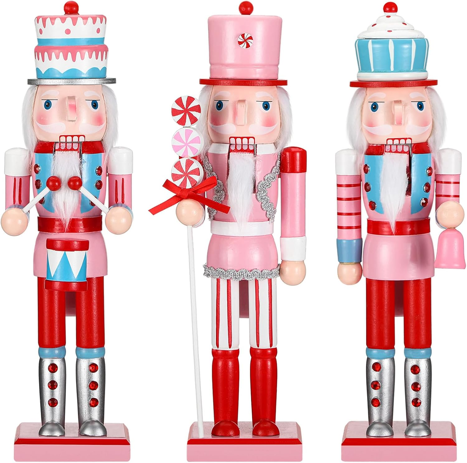 3 Pcs Pink Christmas Nutcracker Decoration 14 Inch Nutcracker