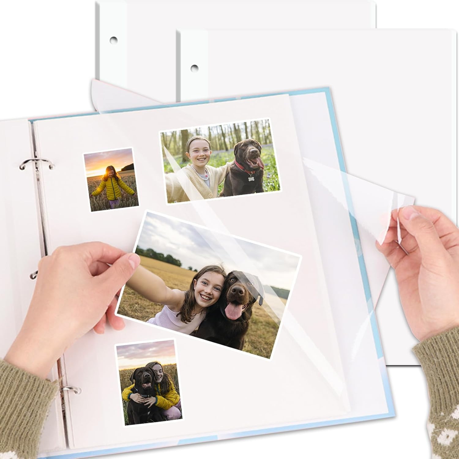 11X9 Photo Album Refill Pages,Album Pages for 3 Ring Binder,Photo Album Self Adhesive Pages, for 2X3 4X6 5X7 8X10 Replacement Photo Album Sheets (20 Sheets / 40 Pages)
