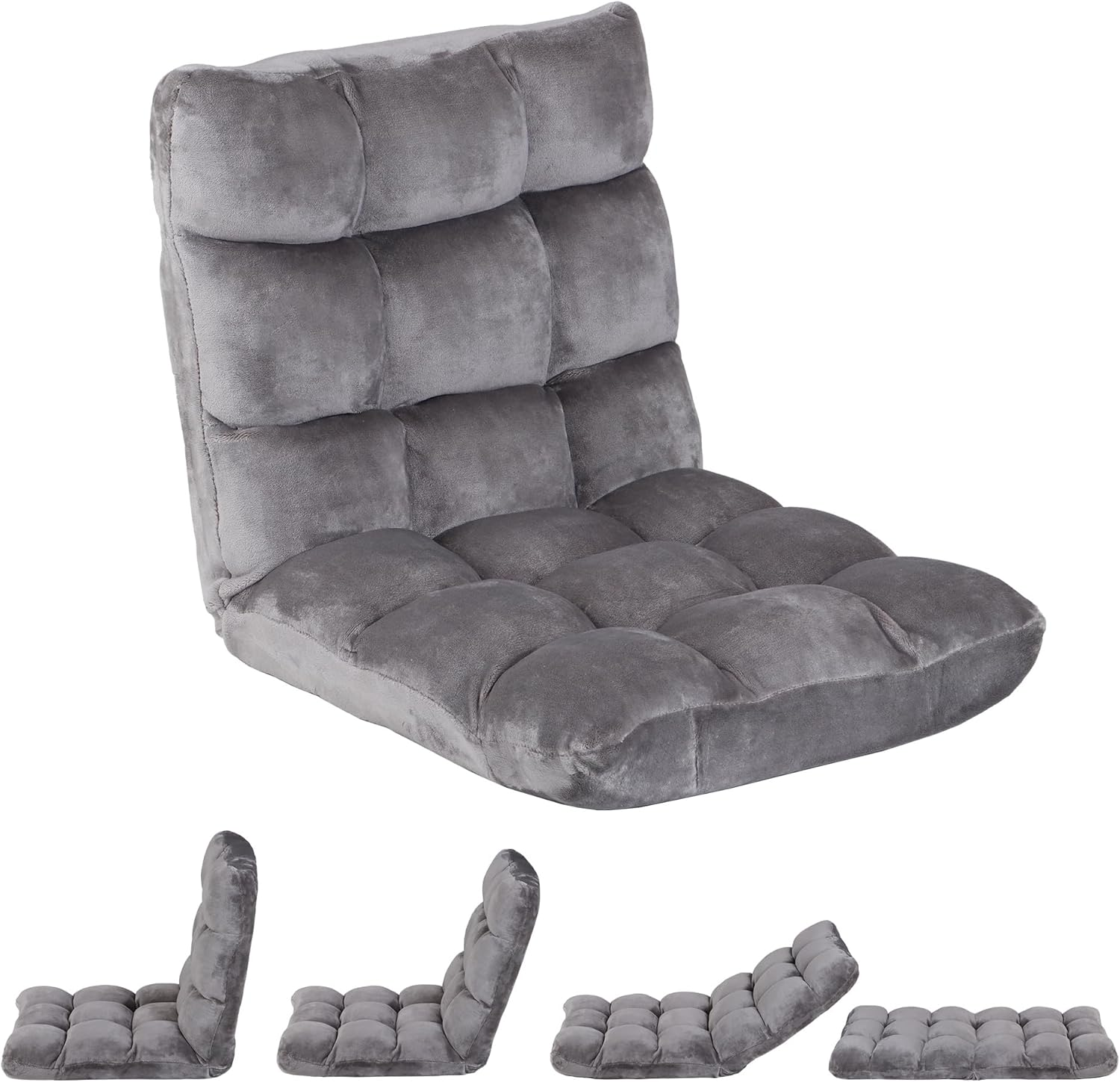 14-Position Folding Floor Chair Gaming Sofa Cushioned Padded Reclining Bed Lounge Couch Seating for Comfy Reading, Reading, Gaming, Relaxing, Watching TV