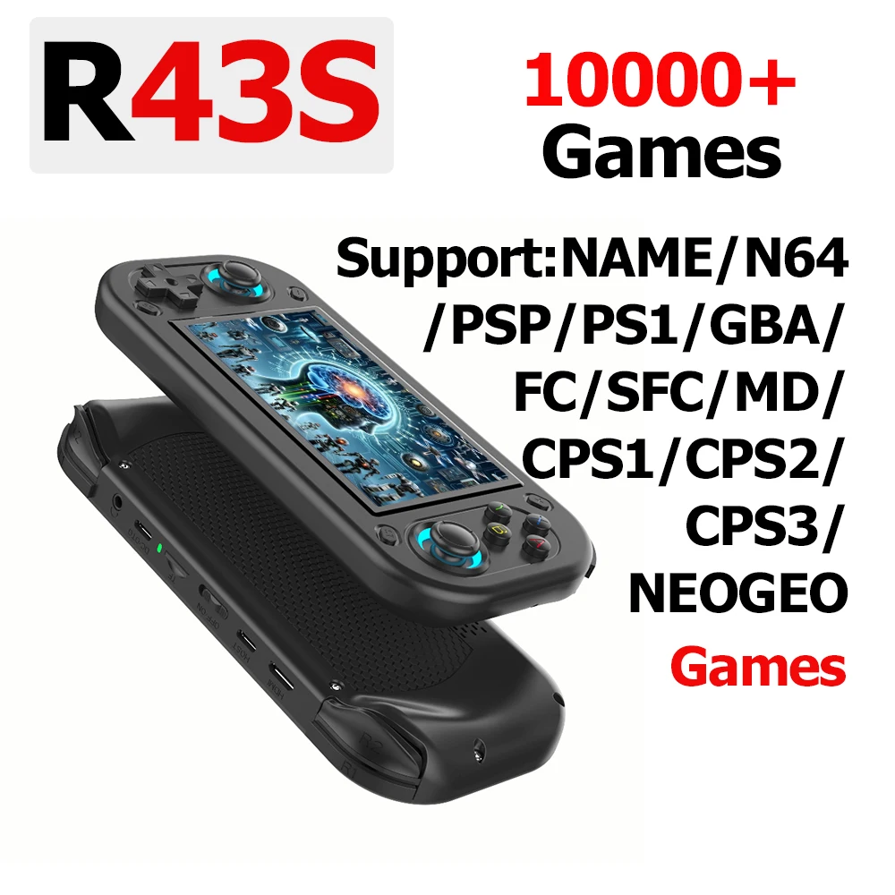 R43S Retro Handheld Video Game Console Open Source Linux System 4.3Inch IPS Screen Portable Pocket Video Player Support HDMI Out