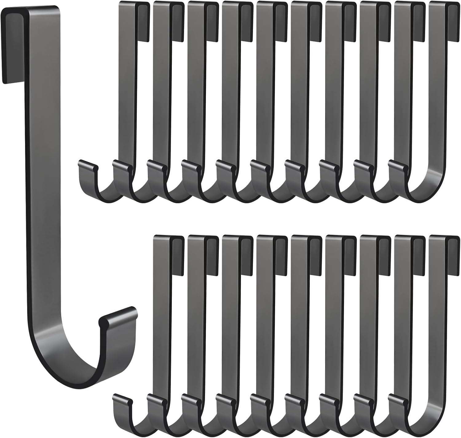 20 Pcs J Grid Wall Picture Hooks, Hanging Sink Grid Hooks, Aluminum Pot Racks for Retail, Displaying Photos, Art Exhibit, Painting, Convenience Store (Black)