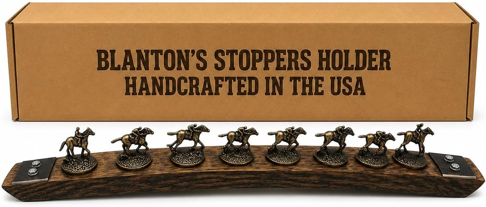 Bourbon Stopper Display for Blanton'S, Dark Walnut Metal Hoop