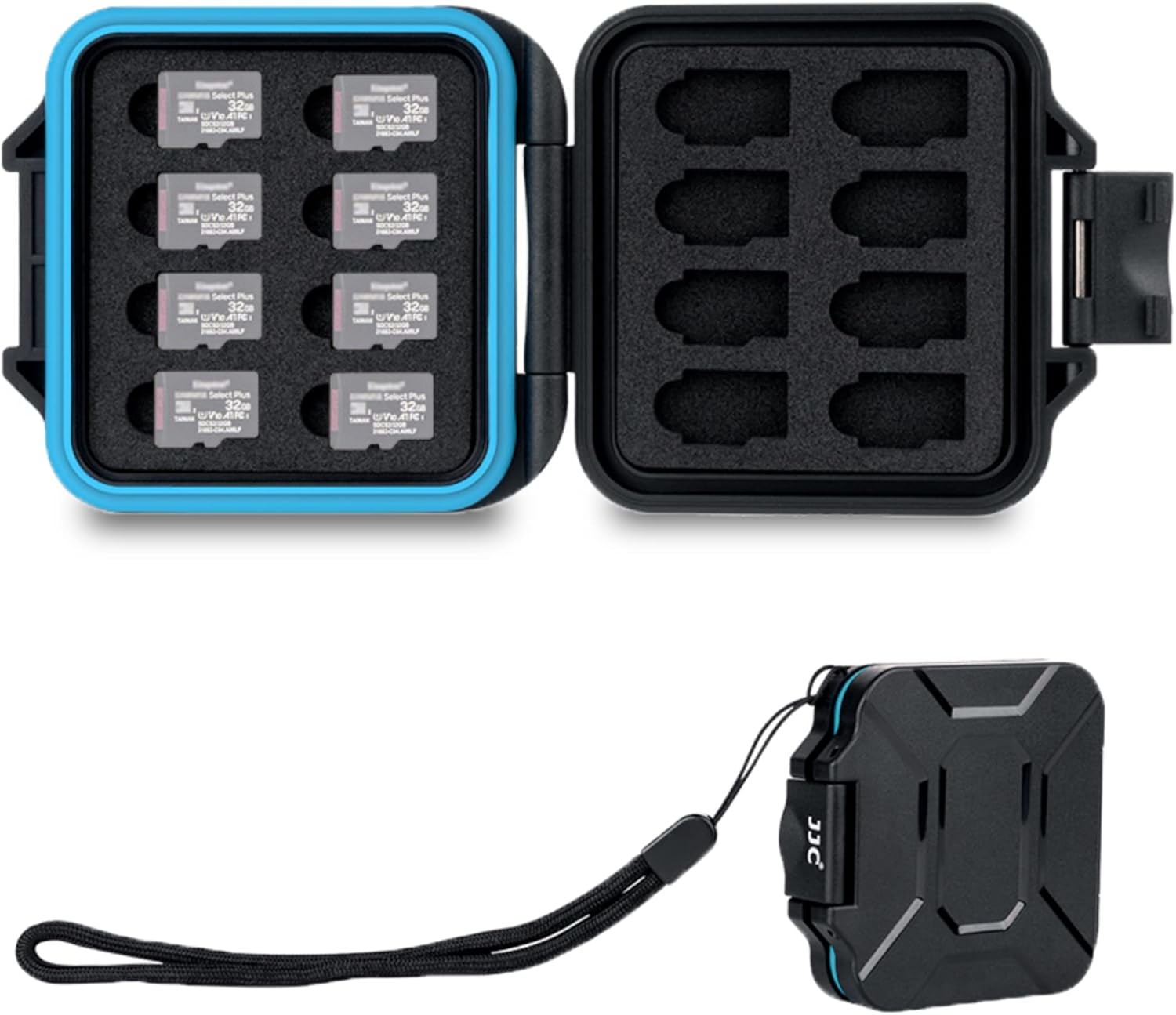 16 Slots Portable TF Micro SD Memory Card Case, Water-Resistant and Anti-Shock Carrying Case for 16 MSD/SDHC/SDXC Cards With EVA Foam Interior
