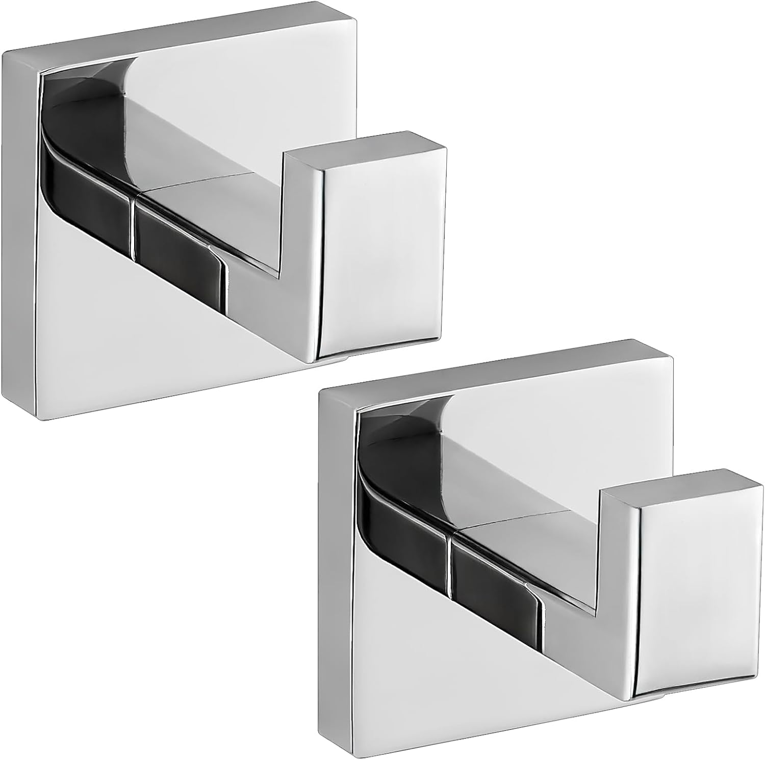 Wall-Mounted Heavy Duty Stainless Steel Towel Hooks - Chrome Polished (2-Pack)